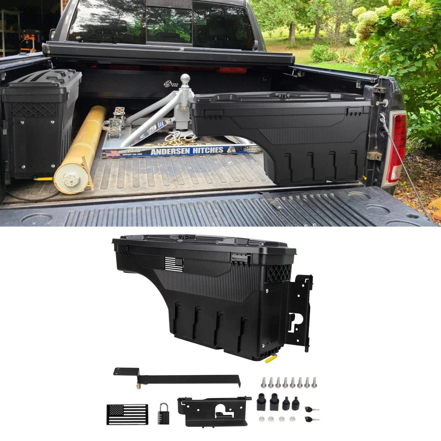 Lockable Truck Bed Storage Box with Password Padlock For 2019-2023 Dodge Ram 1500 2500 (No Fit 1500 Classic Model)