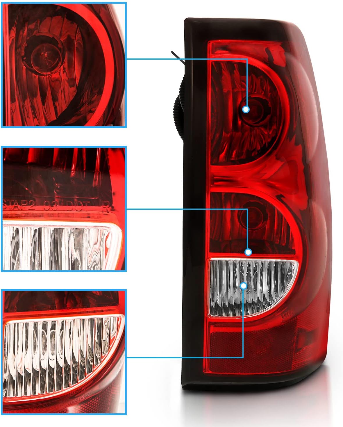 Replacement OE Style Taillights Rear Brake Lamp with Bulb and Harness Set For 2003-2006 Chevy Silverado