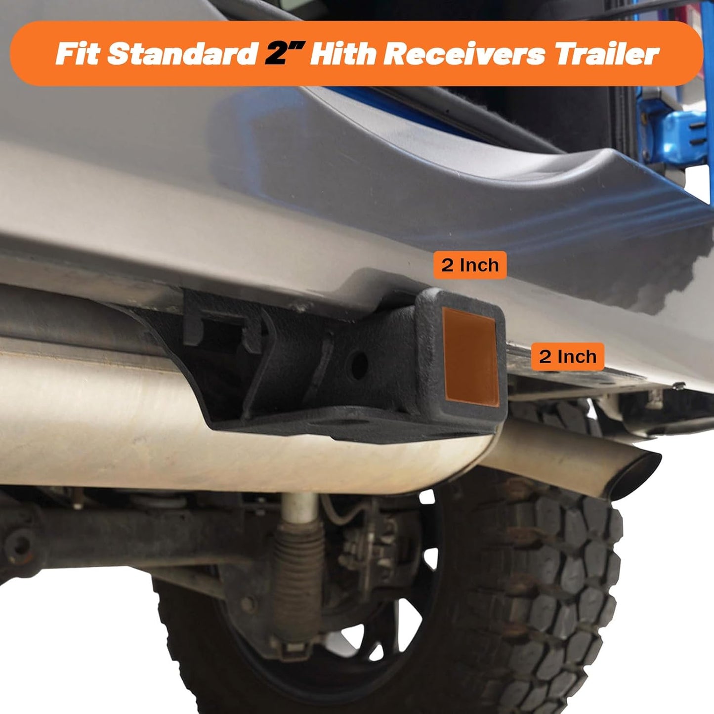 2" Rear Tow Hitch Kit for 2018-2024 Jeep Wrangler JL 2/4-Door - Metal Black w/Cover