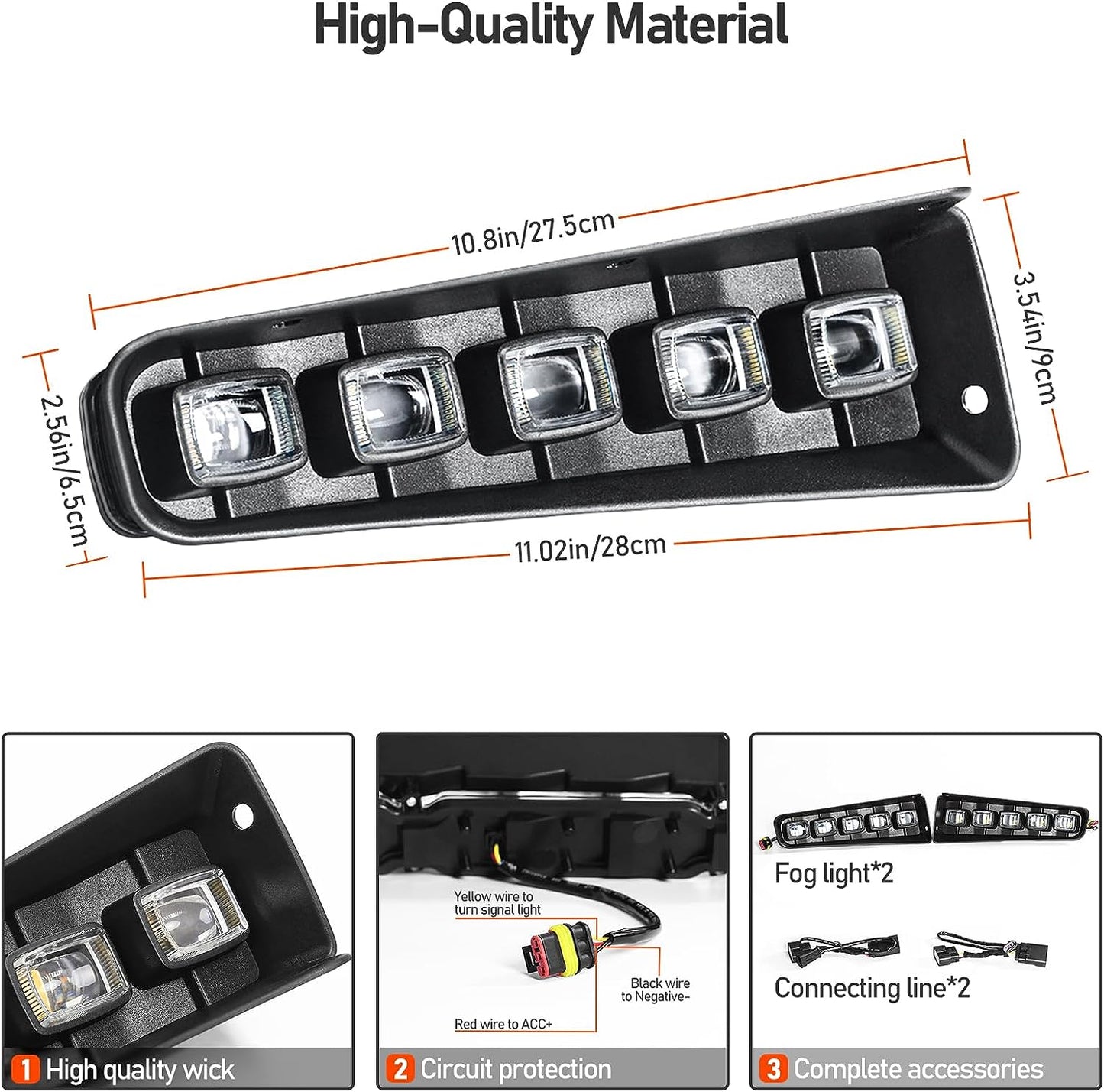 LED Fog Lights Assembly Compatible For Ford Bronco 2021 2022 2023 2/4-Door - OHMU