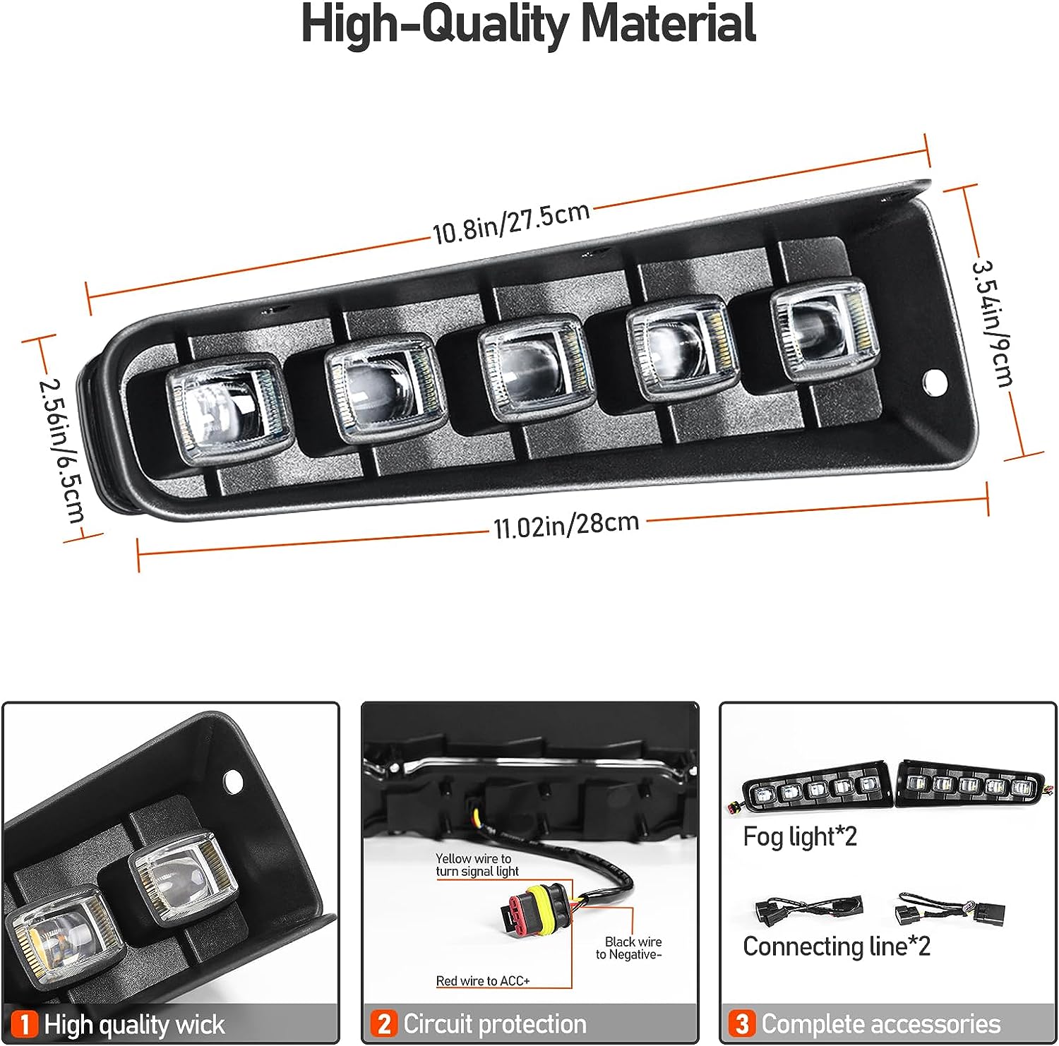 LED Fog Lights Assembly Compatible For Ford Bronco 2021 2022 2023 2/4-Door - OHMU