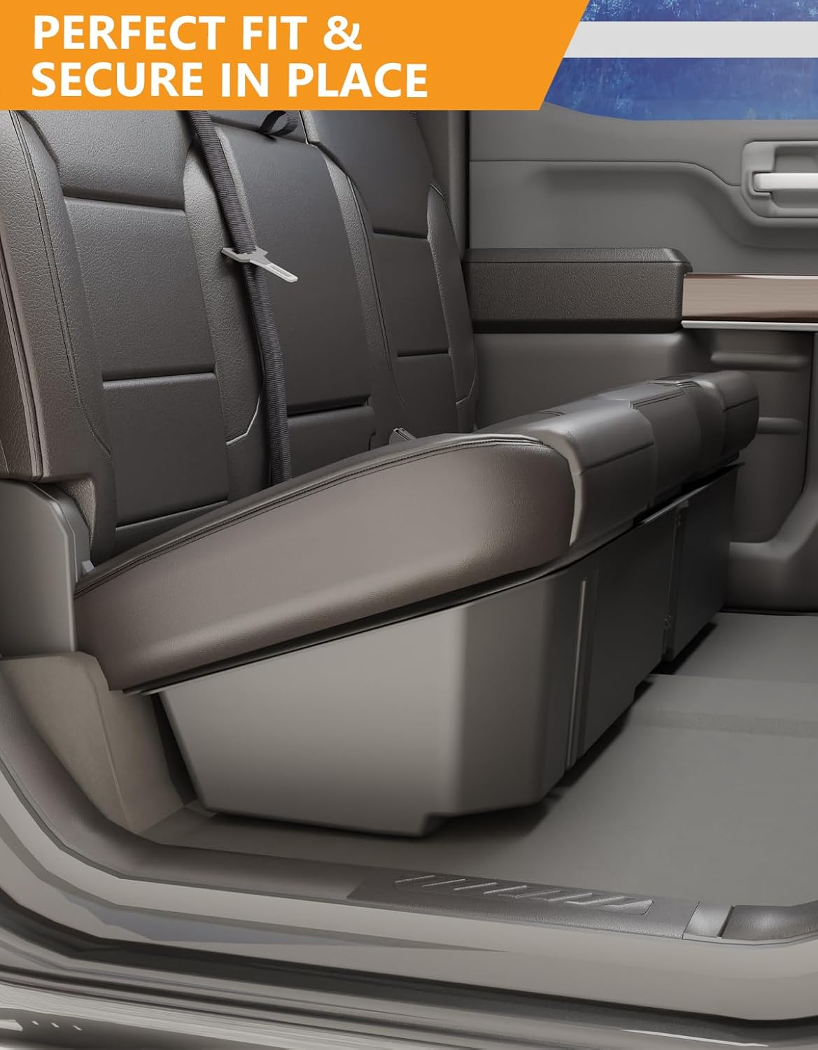 KINGGERI Under Seat Storage Boxes Compatible with 2019-2025 Chevy Chevrolet Silverado 1500/GMC Sierra 1500, 2020-2025 Silverado/Sierra 2500HD/3500HD, Crew/Double Cab Rear Underseat Storage Accessories