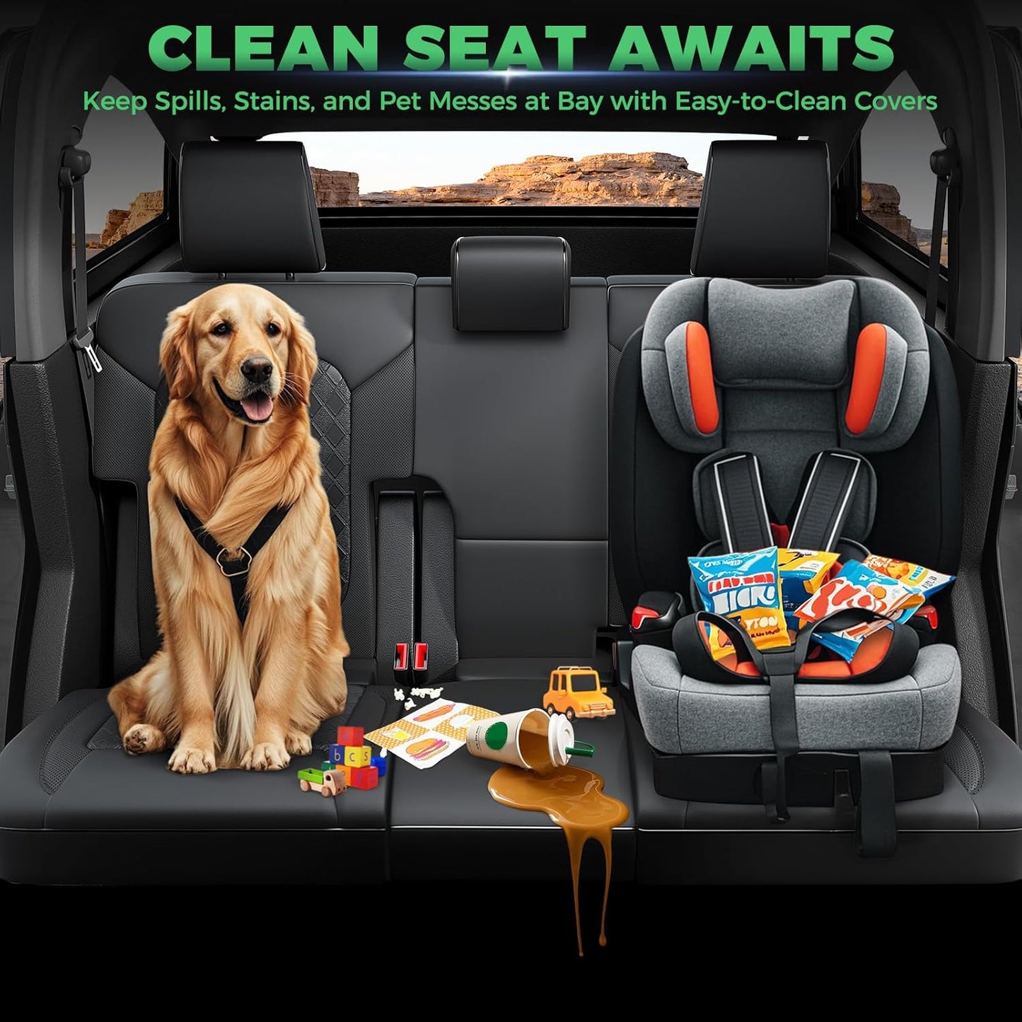 for Ford Bronco Leather Seat Covers 4 Door 2021 2022 2023 2024 2025, Custom Fit Car Seat Cover Full Set, Luxury Waterproof Interior Protectors Accessories, Black (W/O Rear Armrest)