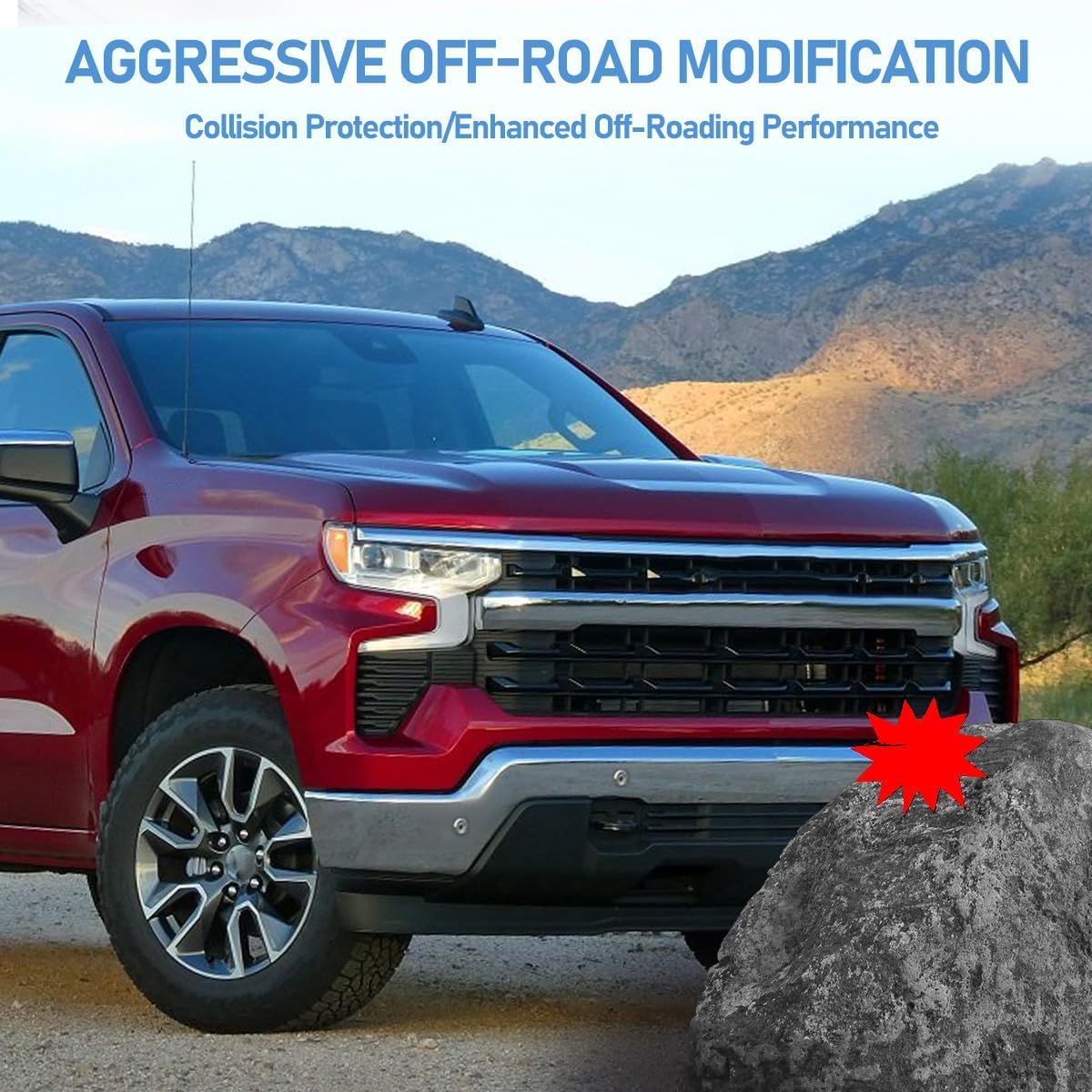 KPJYATUO Chrome Front Bumper Face Bar Compatible with 2022 2023 2024 Silverado 1500hd Chrome Iron Front Bumper W/Sensor Holes