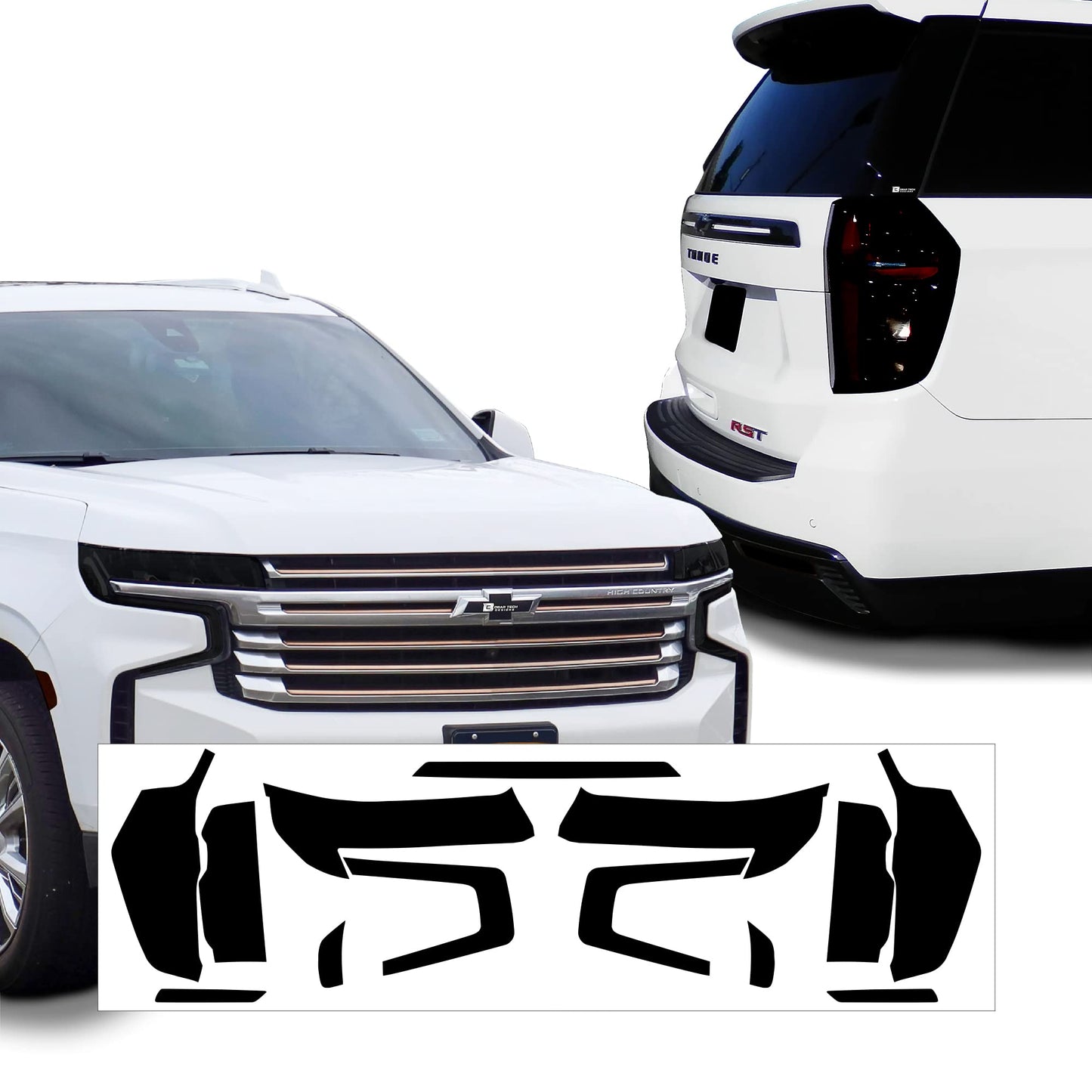 BOGAR TECH DESIGNS Full Headlight Head Light Tint Kit Compatible with Chevrolet Tahoe Suburban 2021-2024, Dark Smoke
