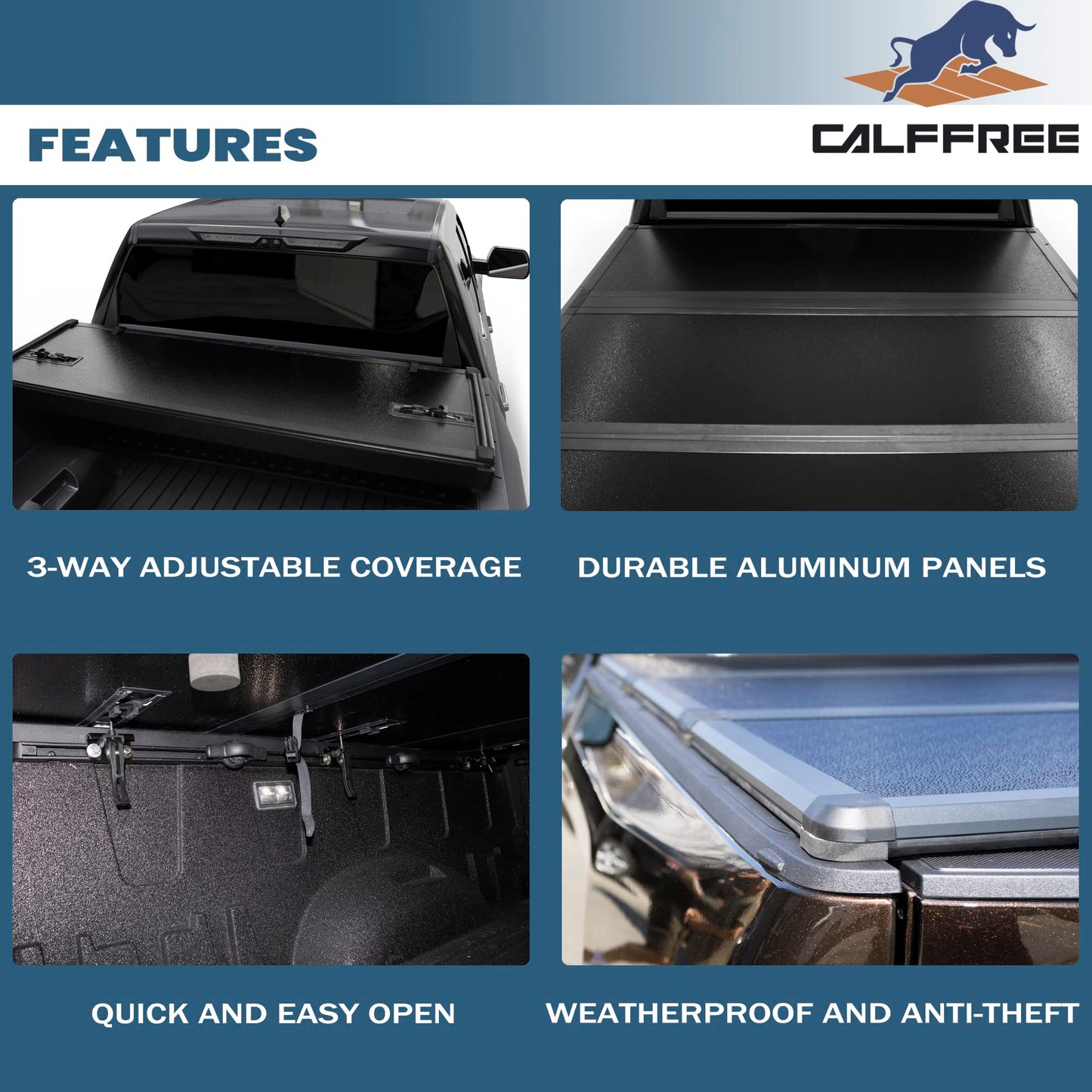 Hard Tri-Fold Truck Bed Tonneau Cover Compatible with 2009-2026 Dodge Ram 1500 & 2500