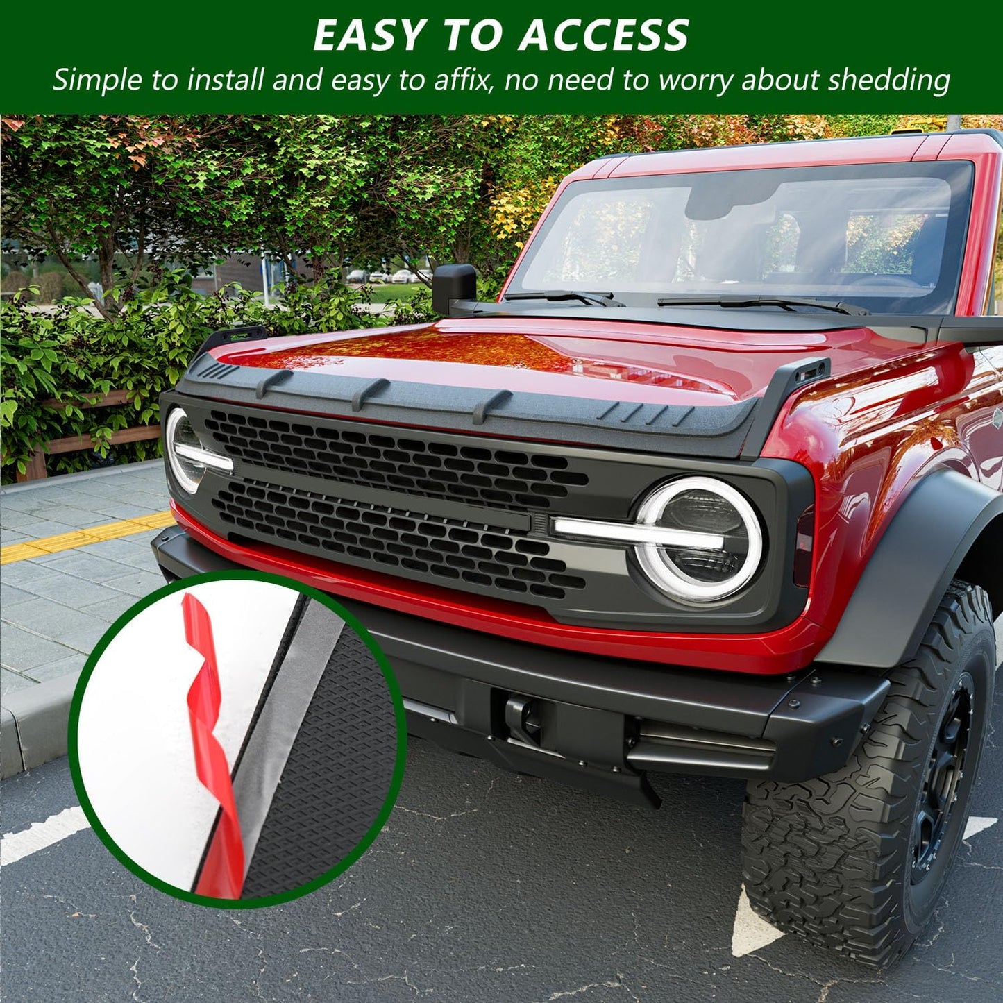 Hood Deflector Compatible with 2021-2025 Ford Bronco Hood Shield Protector (Not for Sport) Replacement for 2021-2025 Ford Bronco Accessories