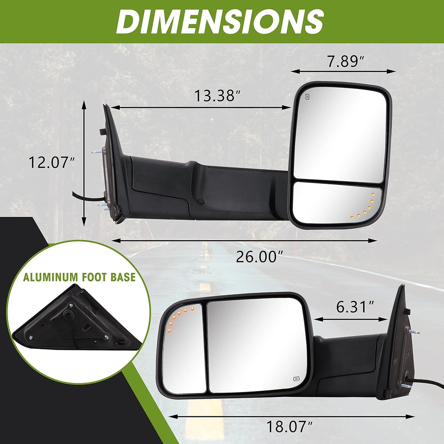 Power Heated Mirror Compatible for 2009-2018 Ram 1500 2500 3500/Classic 2019-2023 - OHMU