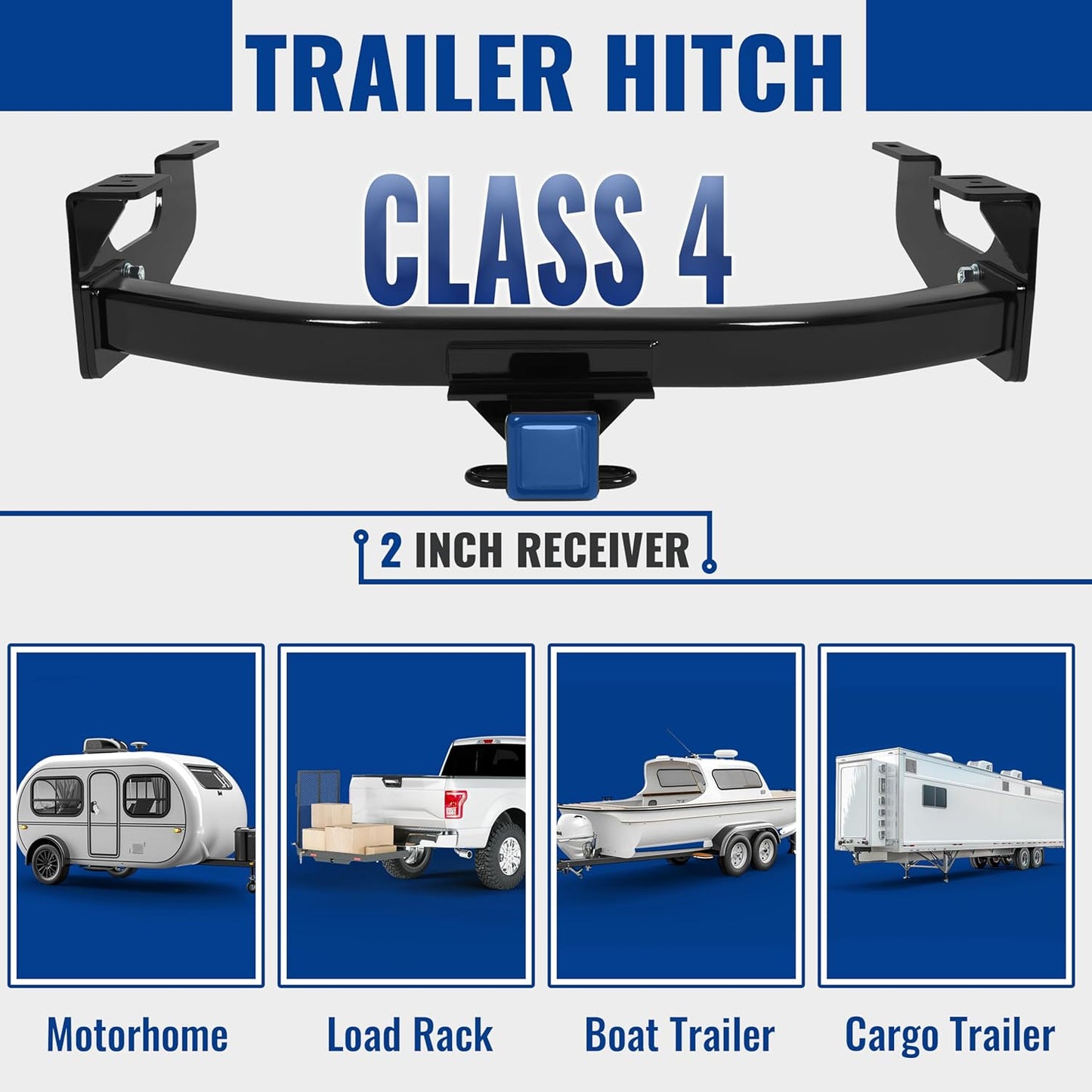 KUAFU Class 4 Trailer Hitch Compatible with 1997-2016 Ford F-150 250 350 450 Black Towing Hitch 2-Inch Receiver