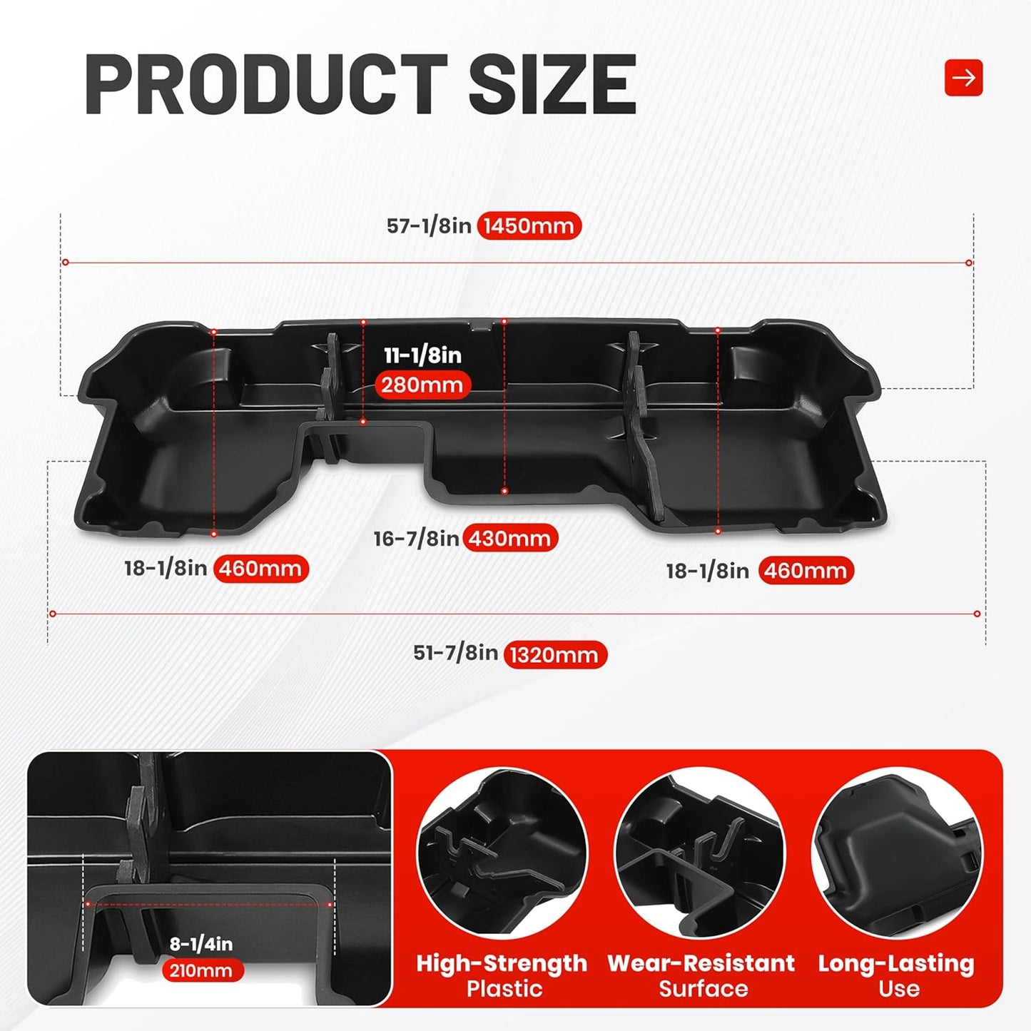 Under Seat Storage Box Compatible with 2019-2025 Dodge Ram 1500 Crew Cabs