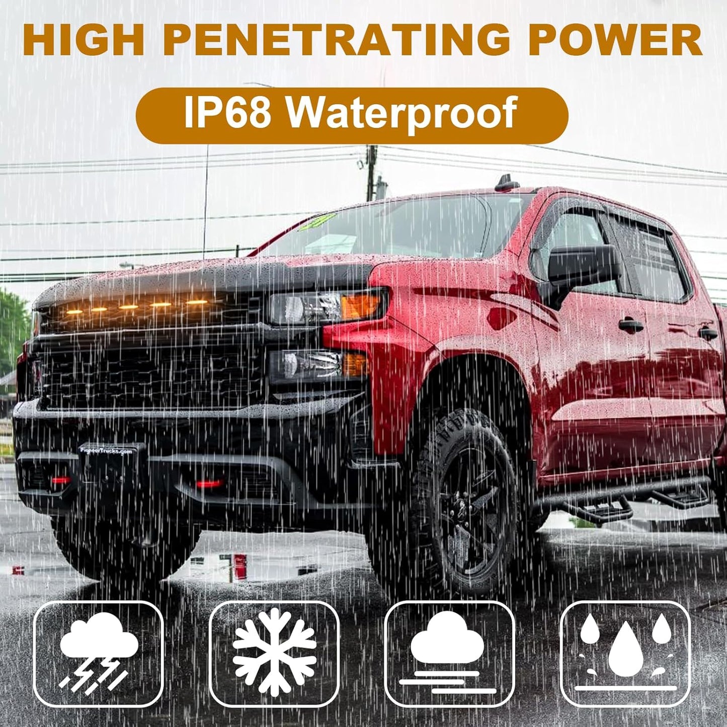 LED Grill Lights for 2019-2021 Chevy Silverado 1500 Grille Racing Lights Fits Custom Trail Boss WT Models Only,No Drill Installation,Silverado Accessories (Amber Style, 5)