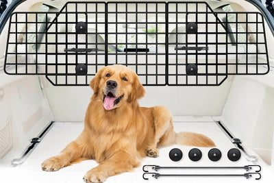Triple-Folding Adjustable Dog Barrier - 36.6"-60.6", Heavy-Duty Wire Mesh for SUV/Van/Truck