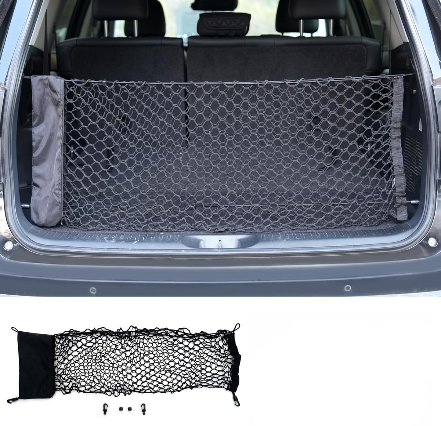 Cargo Net Compatible with 2015-2025 Chevy Tahoe Truck Bed Cargo Net 3.15'×0.92' Double Layer Envelope Style Dense Mesh Trunk Organizer for 2024 Tahoe Exterior Accessories