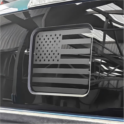 US Flag Vinyl Decal for 2015-2021 Ford F-Series Rear Sliding Window (Matte Black)