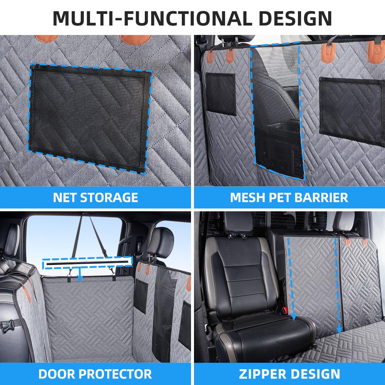Dog Hammock for Truck,Back Seat Pet Cover for Dogs,Back Seat Extender for Truck F150 & F-Series, RAM1500 - OHMU