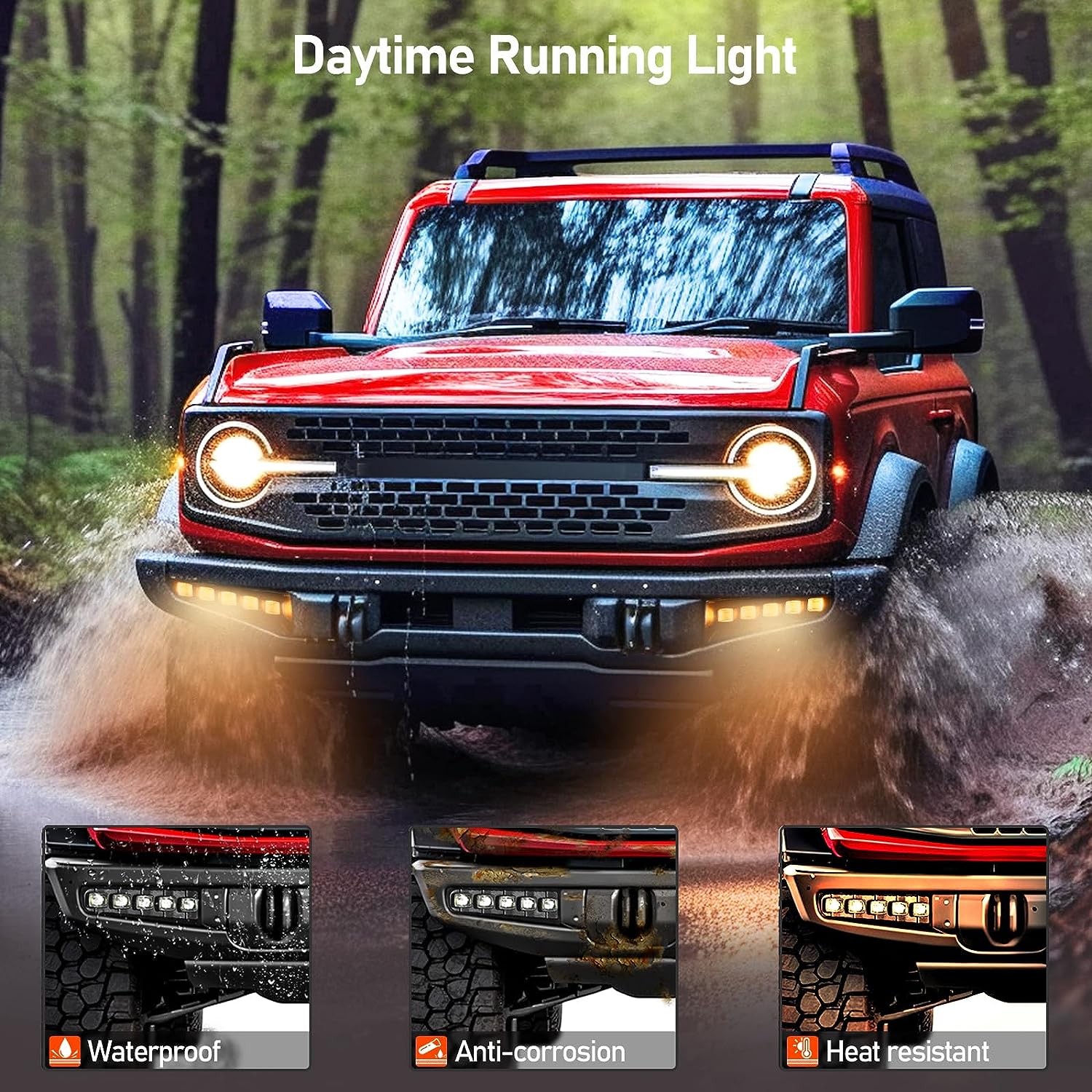 LED Fog Lights Assembly Compatible For Ford Bronco 2021 2022 2023 2/4-Door - OHMU