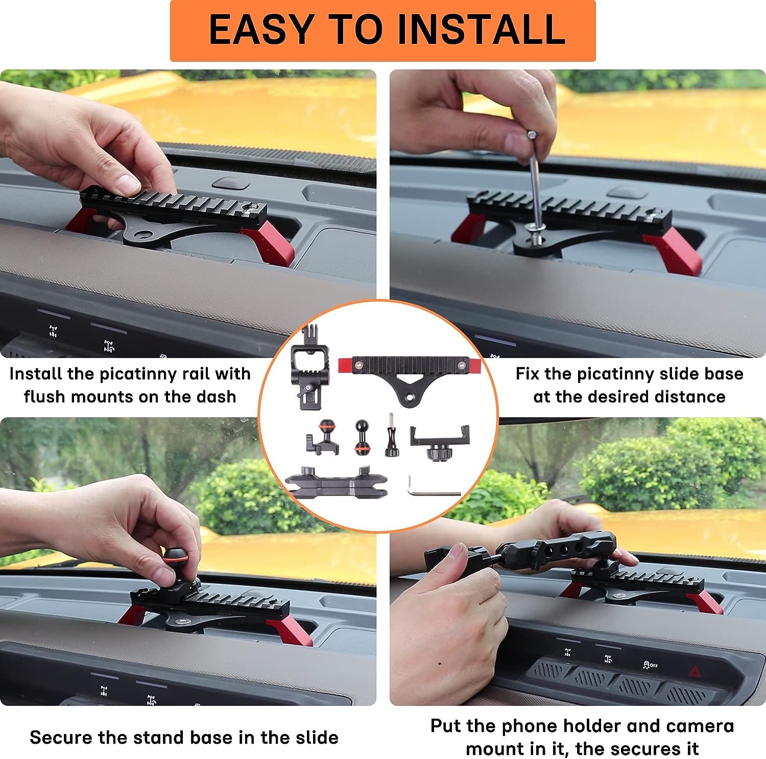 Bronco Phone Holder Mount with Picatinny Rail with Locking Action Camera 2021-2023 - OHMU