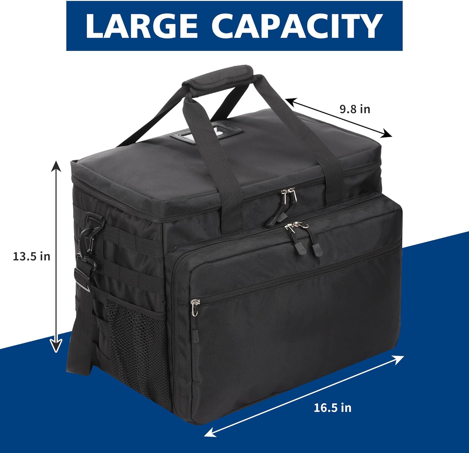 Patrol Bag Law Enforcement Police Gear for Car Front Seat Organizer Police Patrol Duty Bag for Vehicle Passenger Seat with MOLLE System (Black)