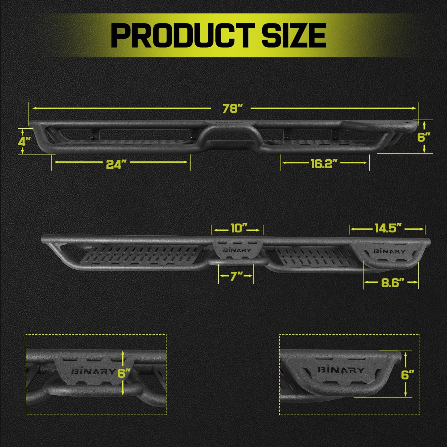 Running Boards Compatible with 2019-2025 Dodge Ram 1500 Crew Cab(Excl. Classic Model/Ram 2500 3500)