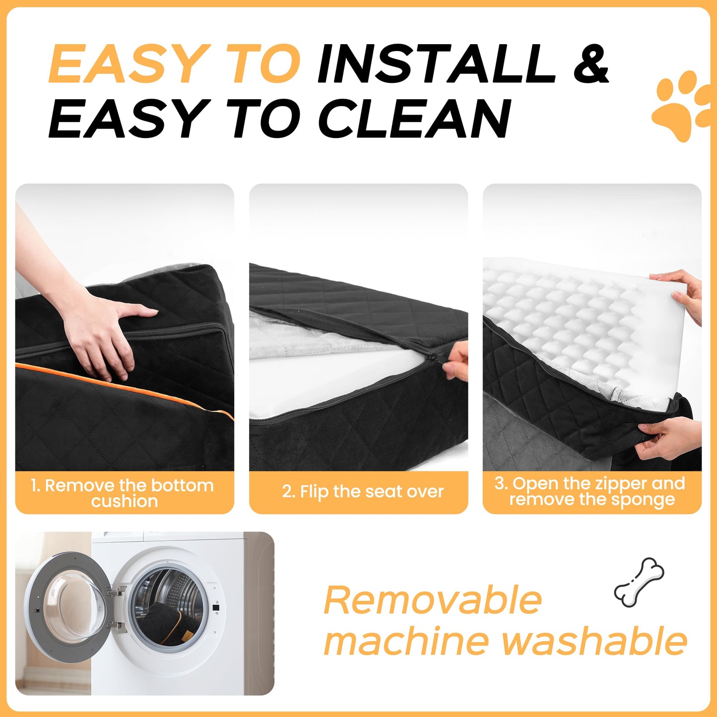 6" Elevated Memory Foam Booster Seat - 35 lb Capacity, Washable w/Safety Leash & Storage Pockets