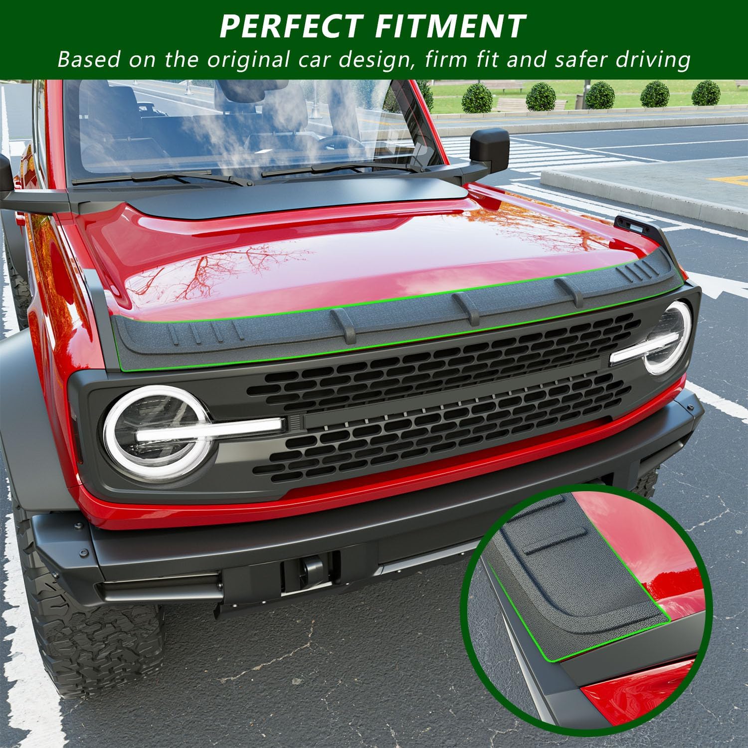 Hood Deflector Compatible with 2021-2025 Ford Bronco Hood Shield Protector (Not for Sport) Replacement for 2021-2025 Ford Bronco Accessories