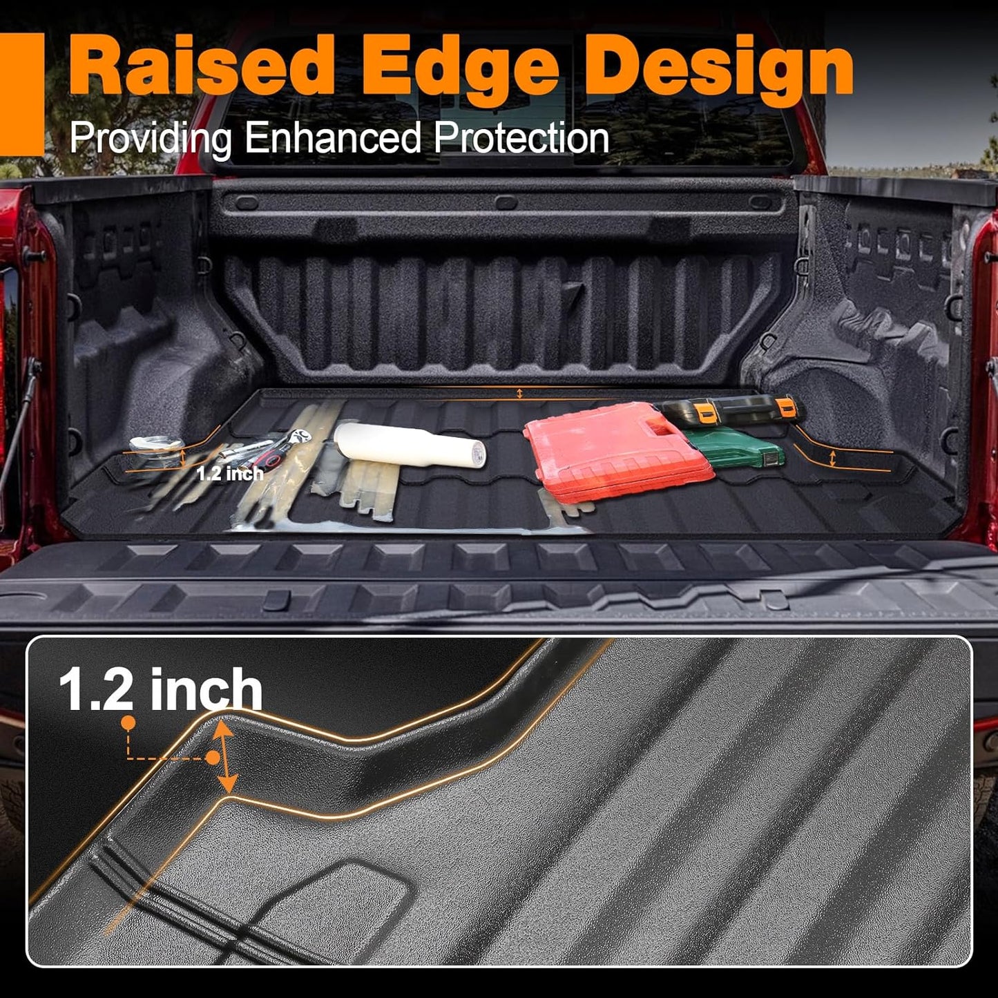 5FT Truck Bed Mat with Raised Edge for 2023 2024 Chevy Colorado/GMC Canyon Accessories - OHMU