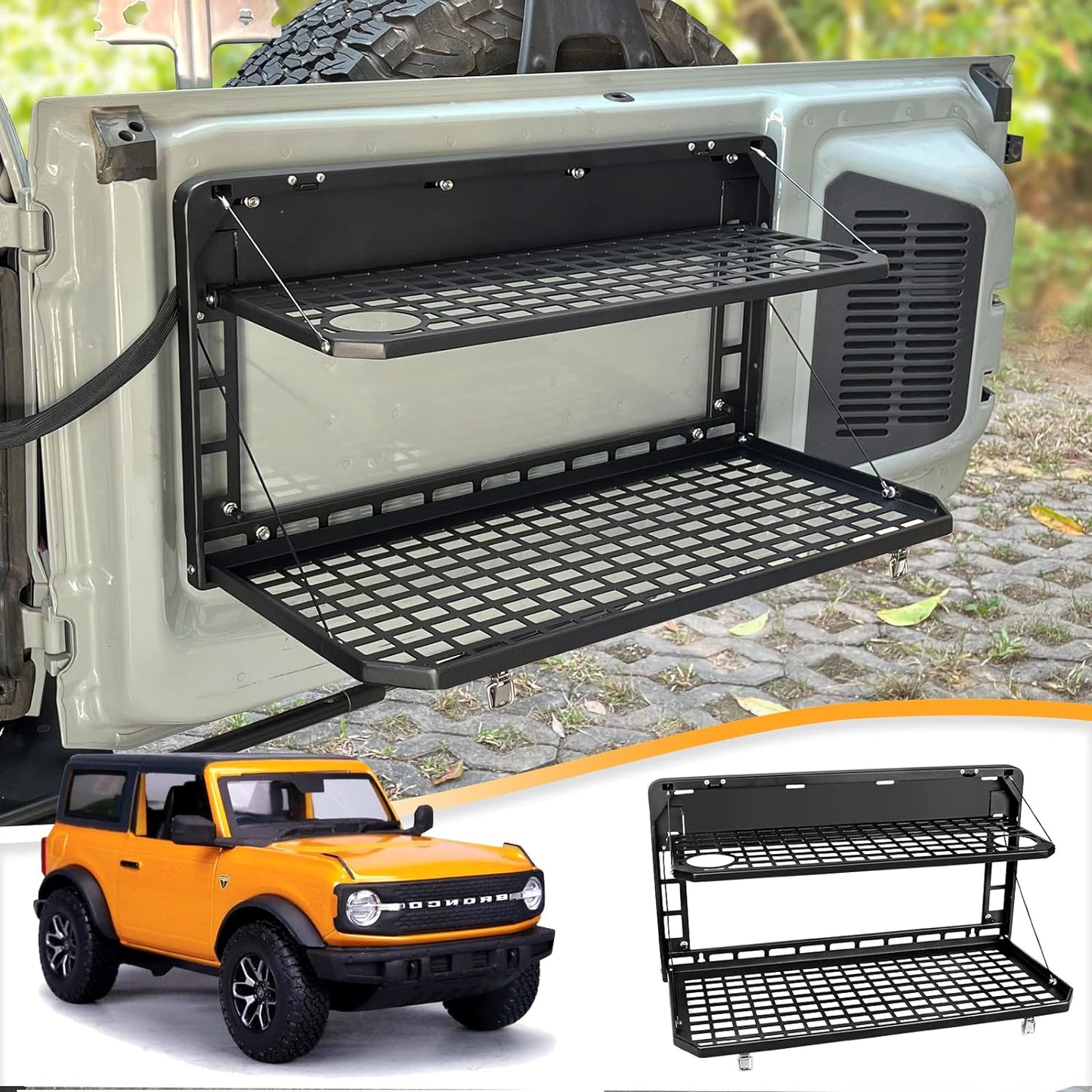 2-Tier Rear Camping Cargo Storage Shelf for Ford Bronco 2021 2022 2023 2/4 Doors - OHMU