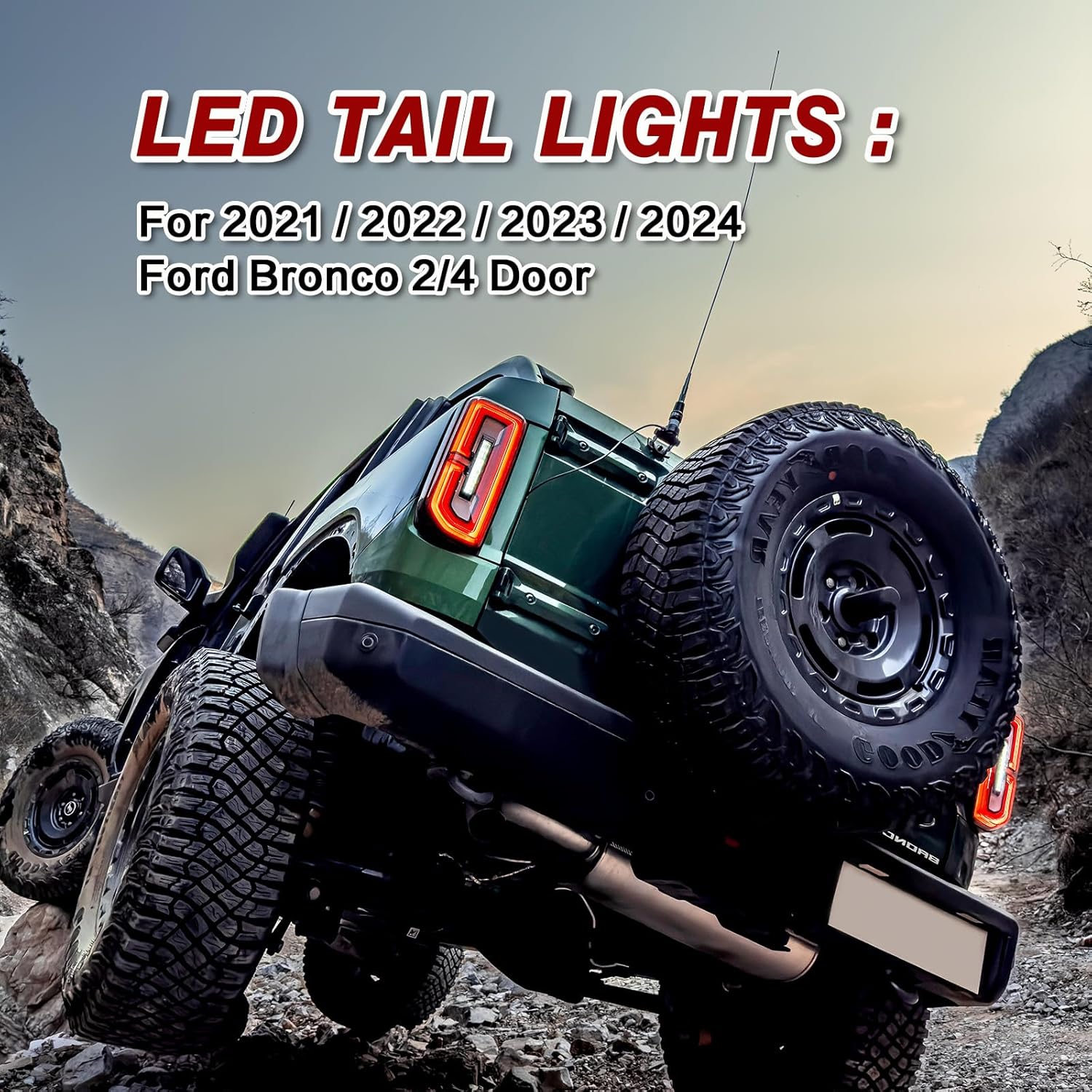 LED Tail Lights Assembly Compatible with 2021 2022 2023 2024 Ford Bronco LED Original Model Taillight Rear Brake Lamp Signal Assembly Partslink:M2DZ13405B(Left Driver Side)