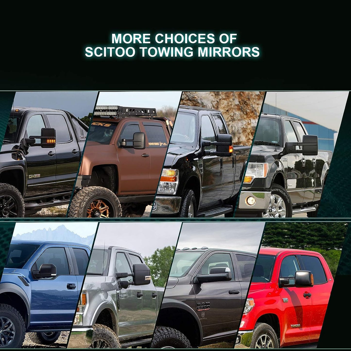 Towing Mirrors Black Rear View Mirrors fit 2007-2016 Toyota for Tundra Truck