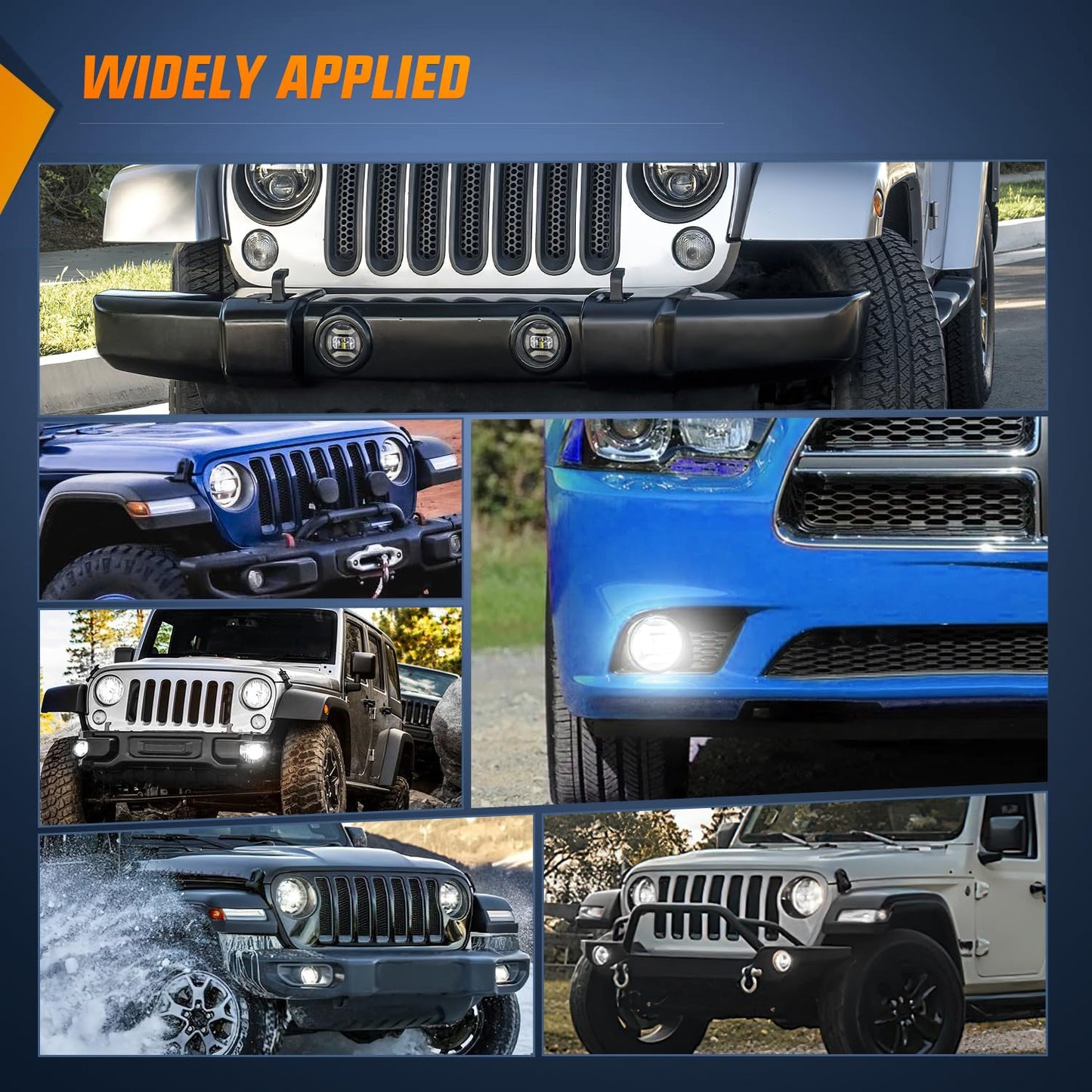 4" LED Fog Lights with Brackets for 2018-2023 Jeep Wrangler JL & Gladiator JT