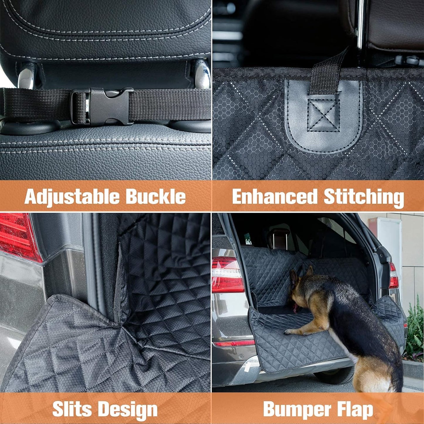 Waterproof Pet Cargo Cover Dog Seat Mat for SUVs Sedans Vans with Bumper Flap Protector