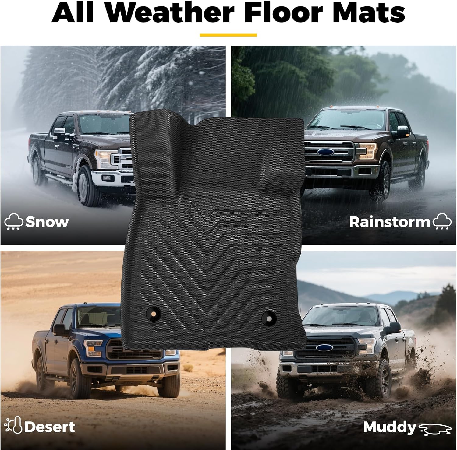Floor Mats for Ford Bronco Sport 2022-2025, TPE Car Floor Liners for Bronco Sport, 1st & 2nd Row Bucket Seat Broryan