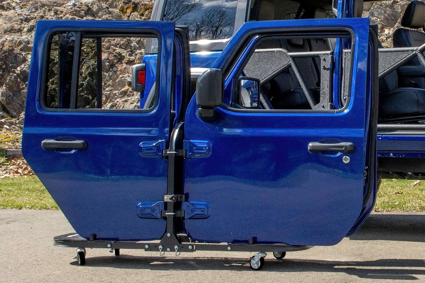 Folding Rolling Door Cart (4-Door) for Jeep Wrangler & Gladiator - Aluminum Storage Rack (Patented)