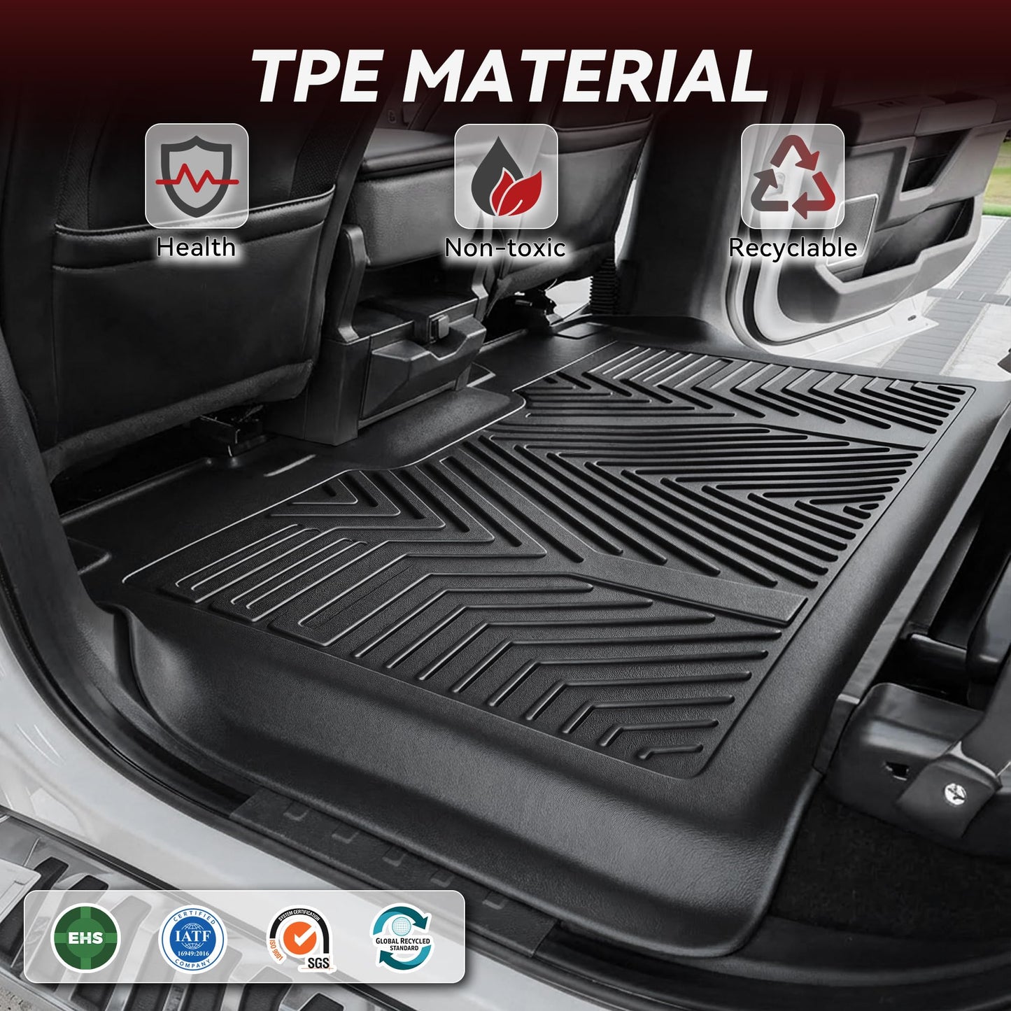 TPE Floor Mats for 2015-2026 Ford F-150 & Lightning SuperCrew (1st & 2nd Row, Black)