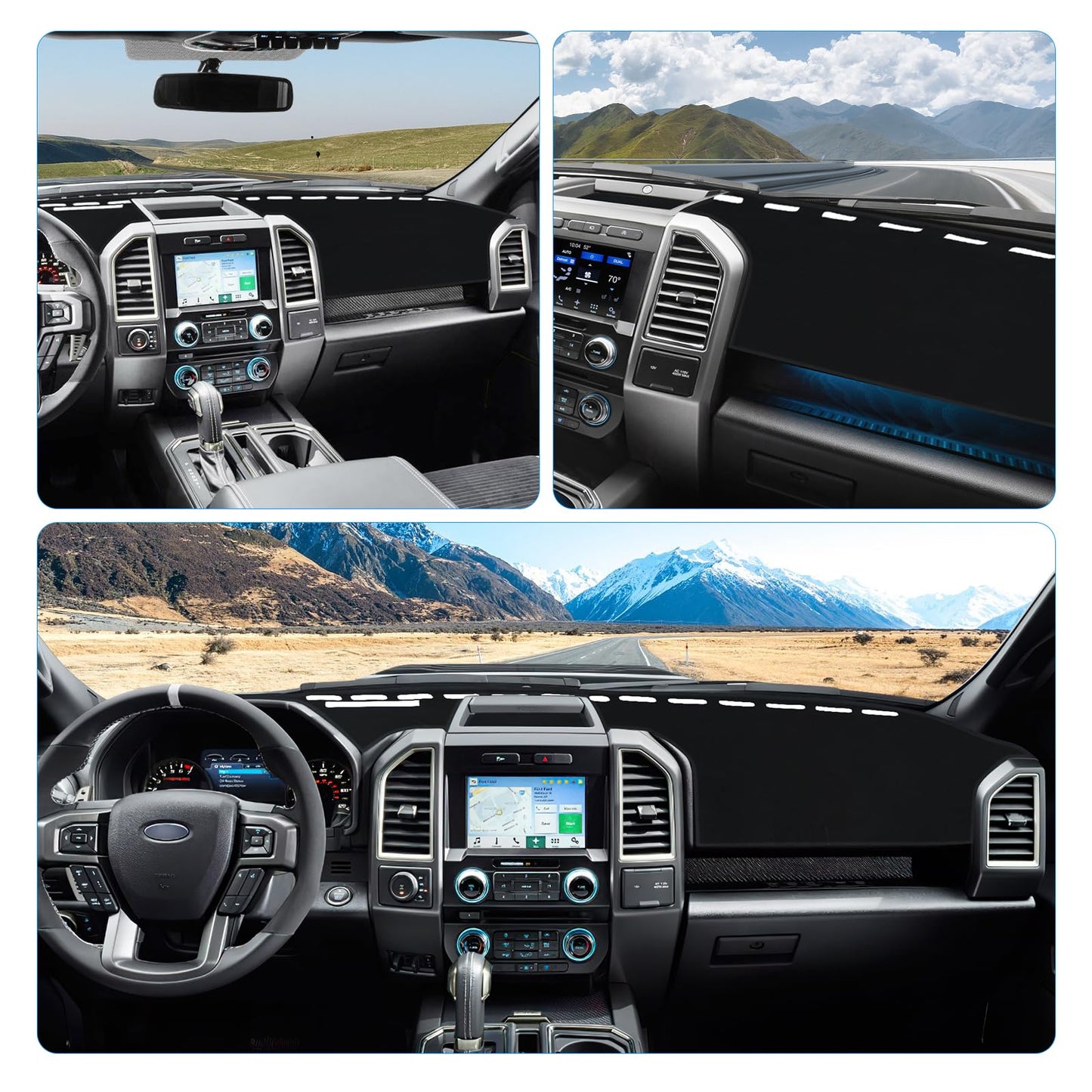 Dash Cover for 2015-2020 Ford F-150 - Felt Dash Mat, UV Protection, Non-Slip