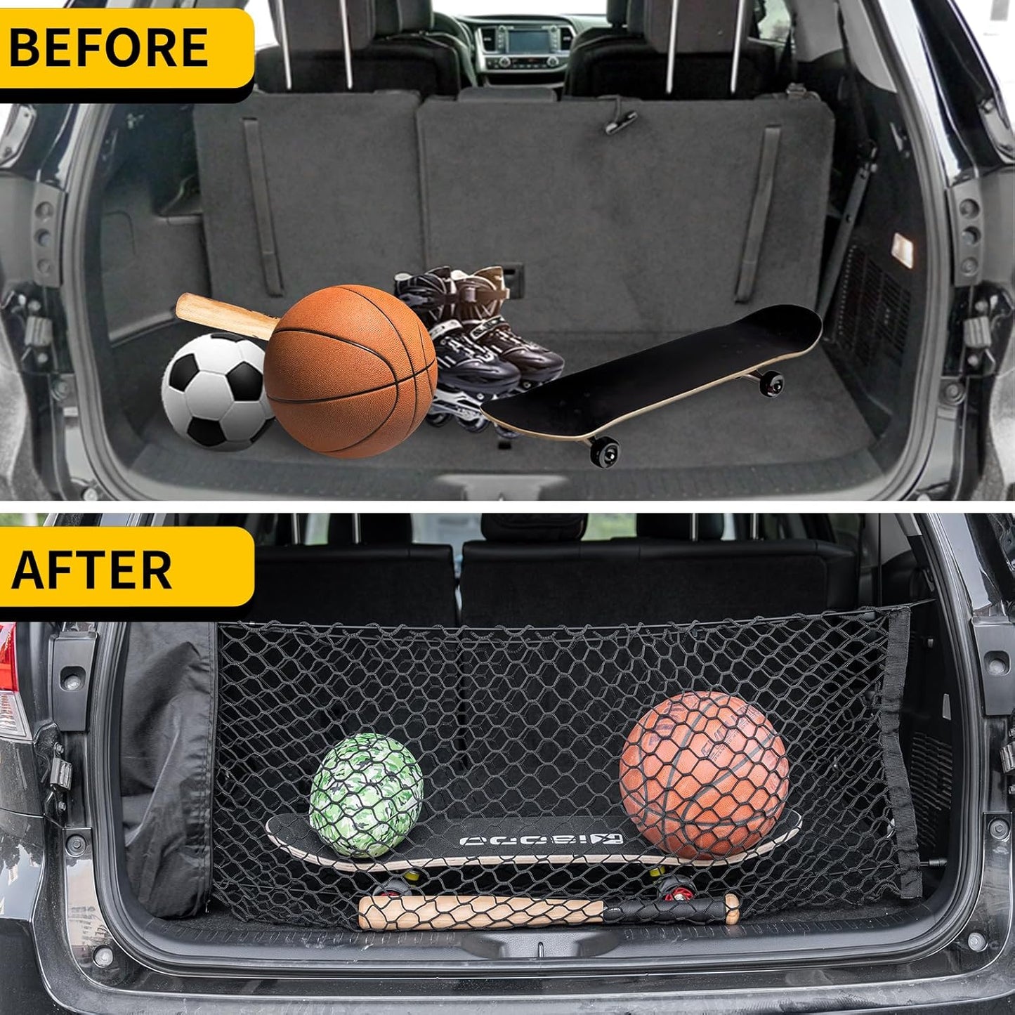 Cargo Net Compatible with 2015-2025 Chevy Tahoe Truck Bed Cargo Net 3.15'×0.92' Double Layer Envelope Style Dense Mesh Trunk Organizer for 2024 Tahoe Exterior Accessories