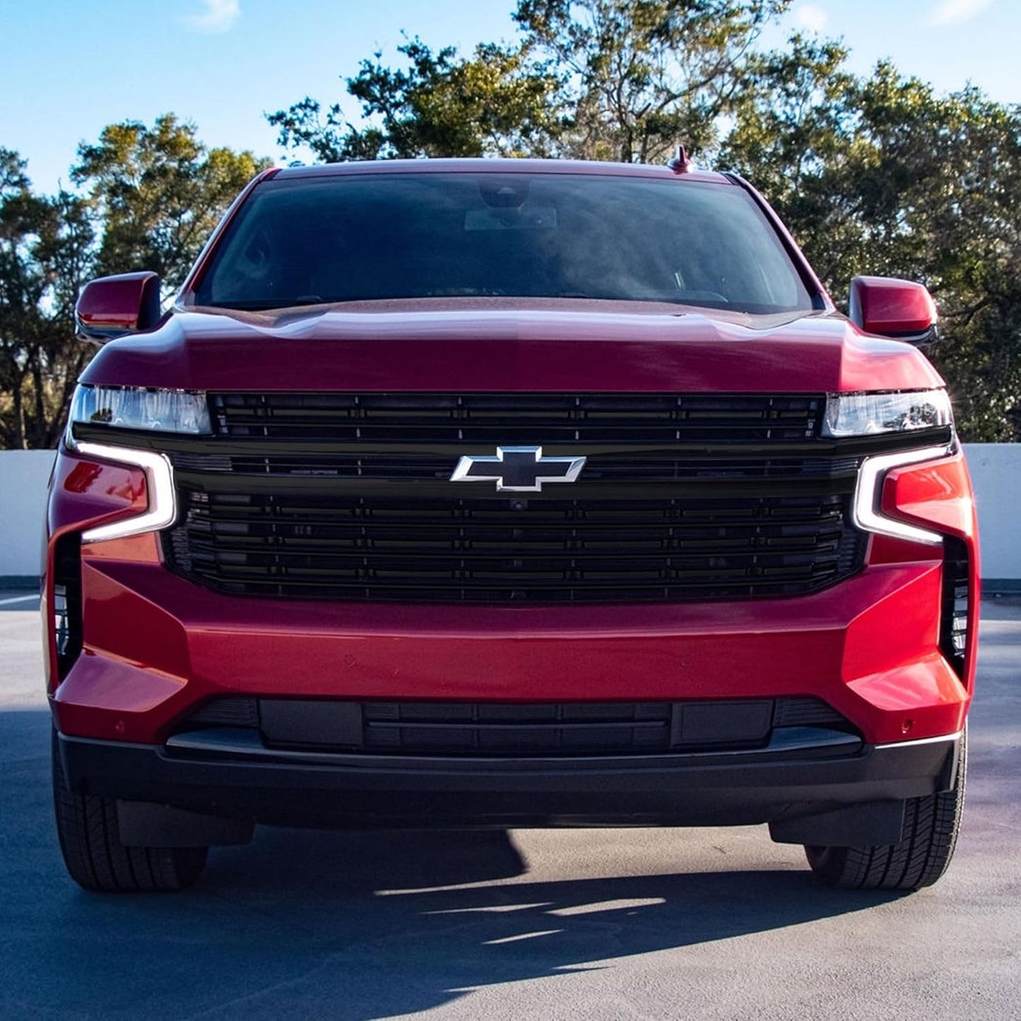 Black Magic Gloss Black Tape-on Grille Overlay Compatible With 2021-2024 Chevrolet Suburban/Tahoe LT And Premier
