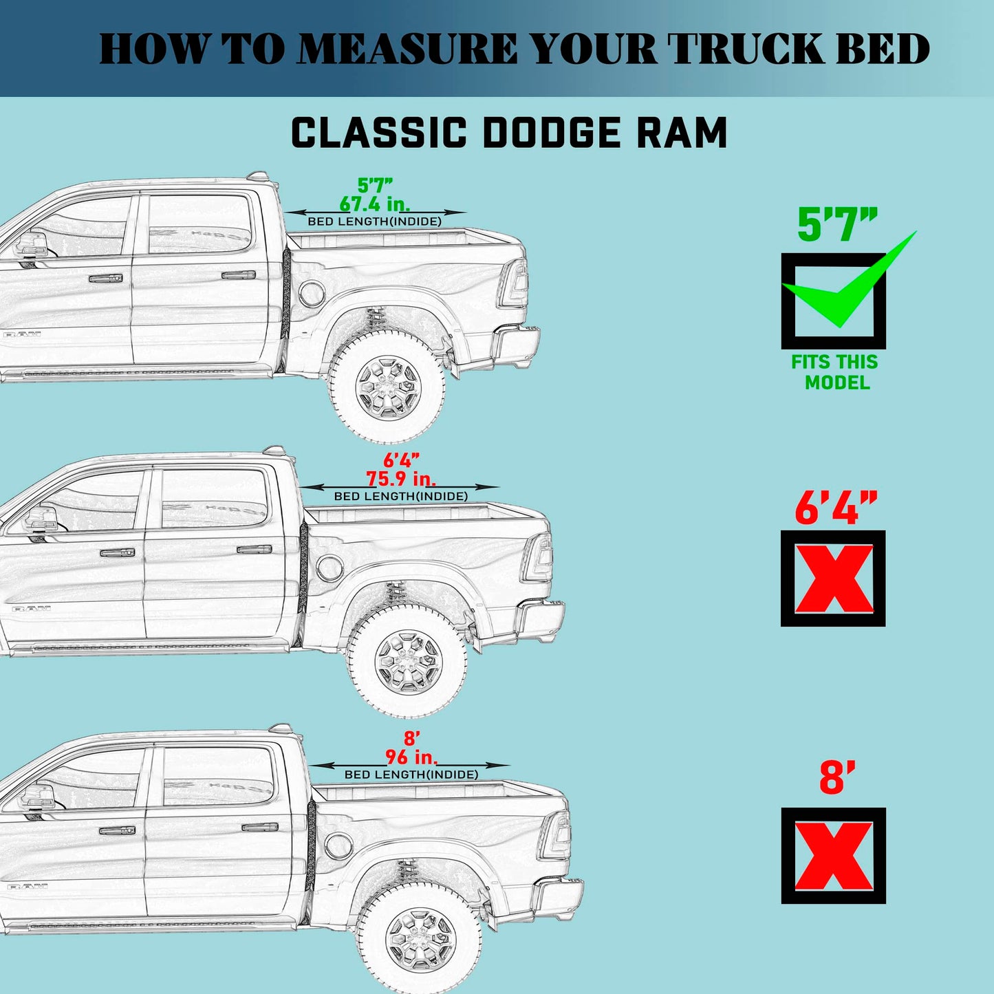 Hard Tri-Fold Truck Bed Tonneau Cover Compatible with 2009-2026 Dodge Ram 1500 & 2500