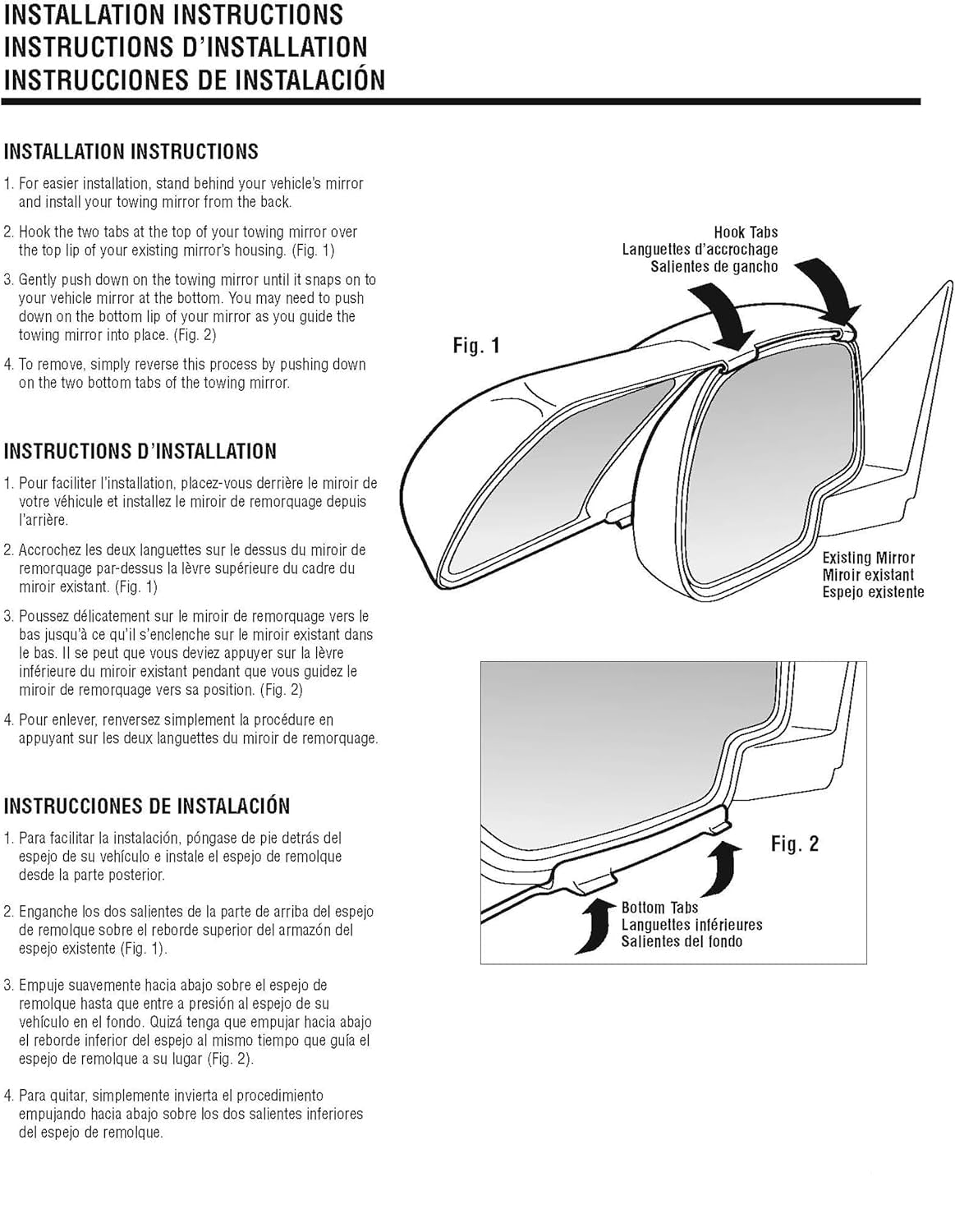 Custom Tow Mirrors for 2019-2024 Chevy Silverado 1500 & GMC Sierra 1500 - Snap & Zap 80930 (Patented)