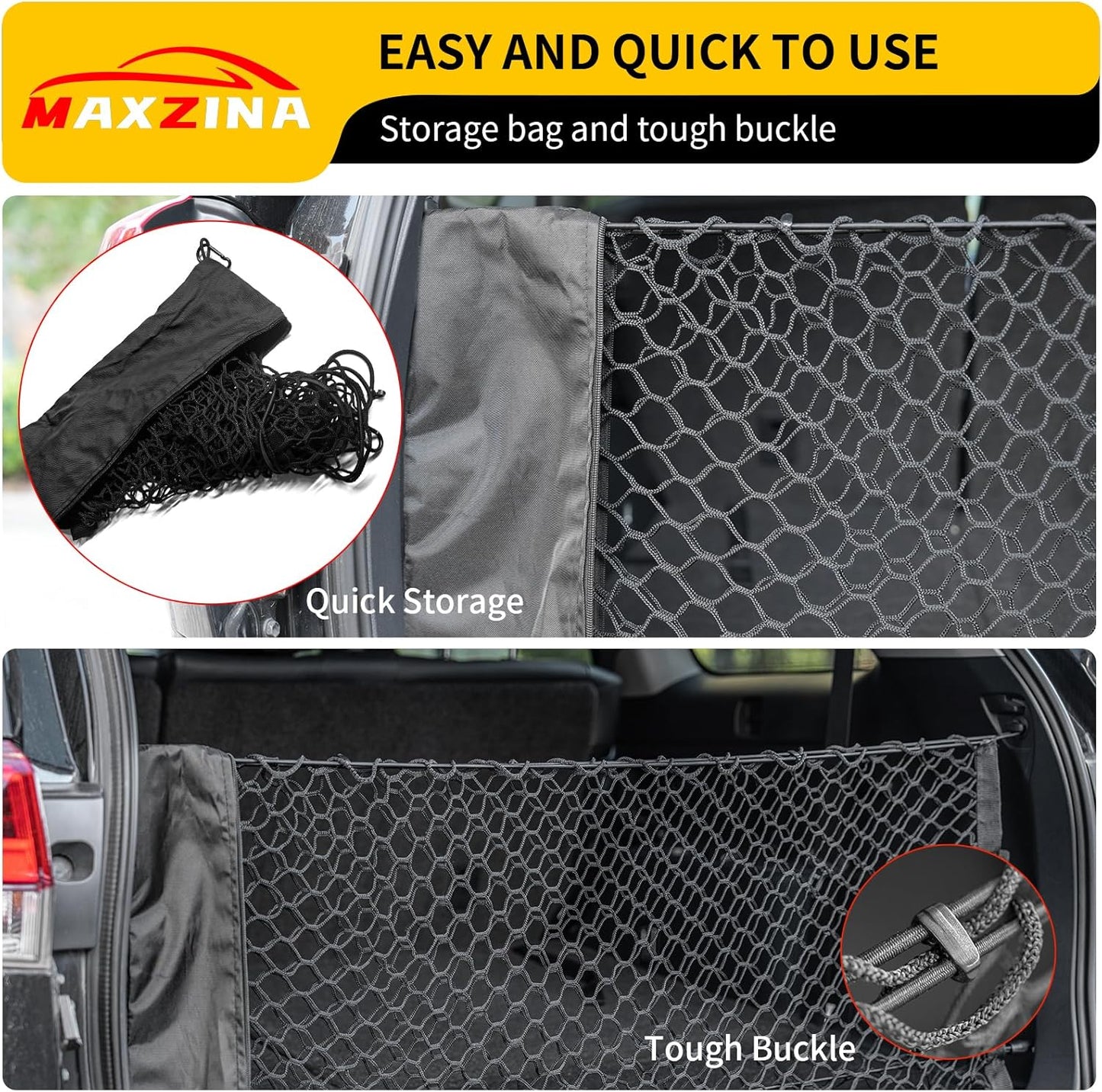 Cargo Net Compatible with 2015-2025 Chevy Tahoe Truck Bed Cargo Net 3.15'×0.92' Double Layer Envelope Style Dense Mesh Trunk Organizer for 2024 Tahoe Exterior Accessories