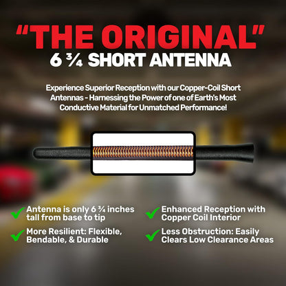 Short Rubber Antenna fits GMC Sierra 1500 (2006-2024) - The Original 6 3/4 Inch Accessories
