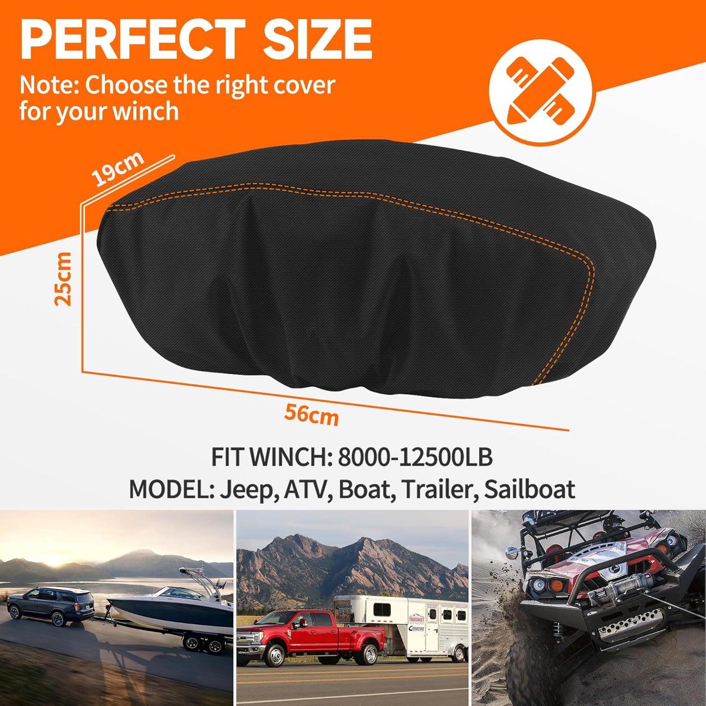 Dustproof Winch Cover - Waterproof & Tear Resistant for 12000-17500 lb Winches