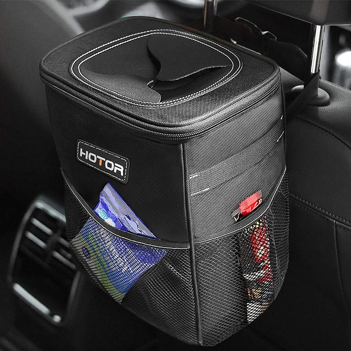 Car Trash Can, Leakproof Car Organizer, 2/3-Gallon, Black