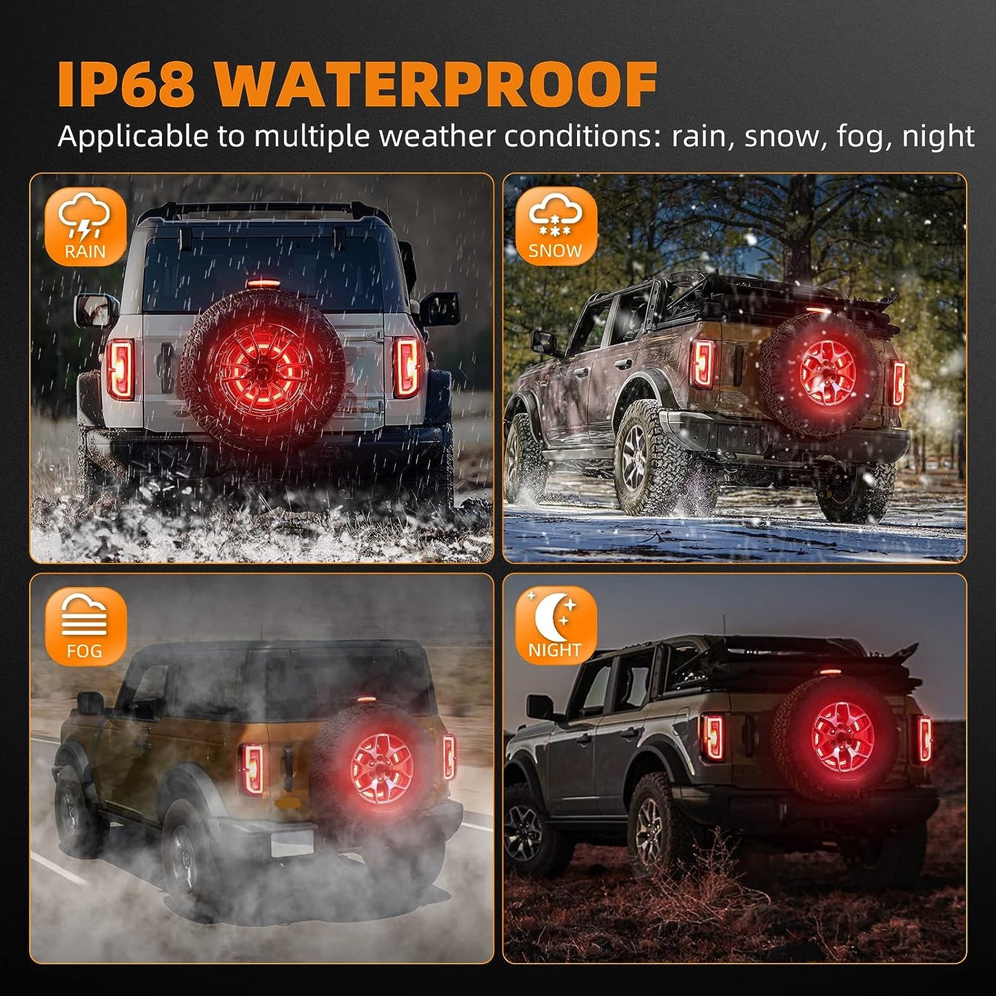 3 Side Light-Emitting Spare Tire Brake Light for Ford Bronco 2021 2022 2023