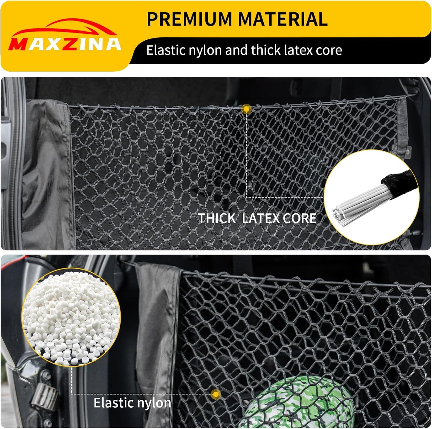 Cargo Net Compatible with 2015-2025 Chevy Tahoe Truck Bed Cargo Net 3.15'×0.92' Double Layer Envelope Style Dense Mesh Trunk Organizer for 2024 Tahoe Exterior Accessories