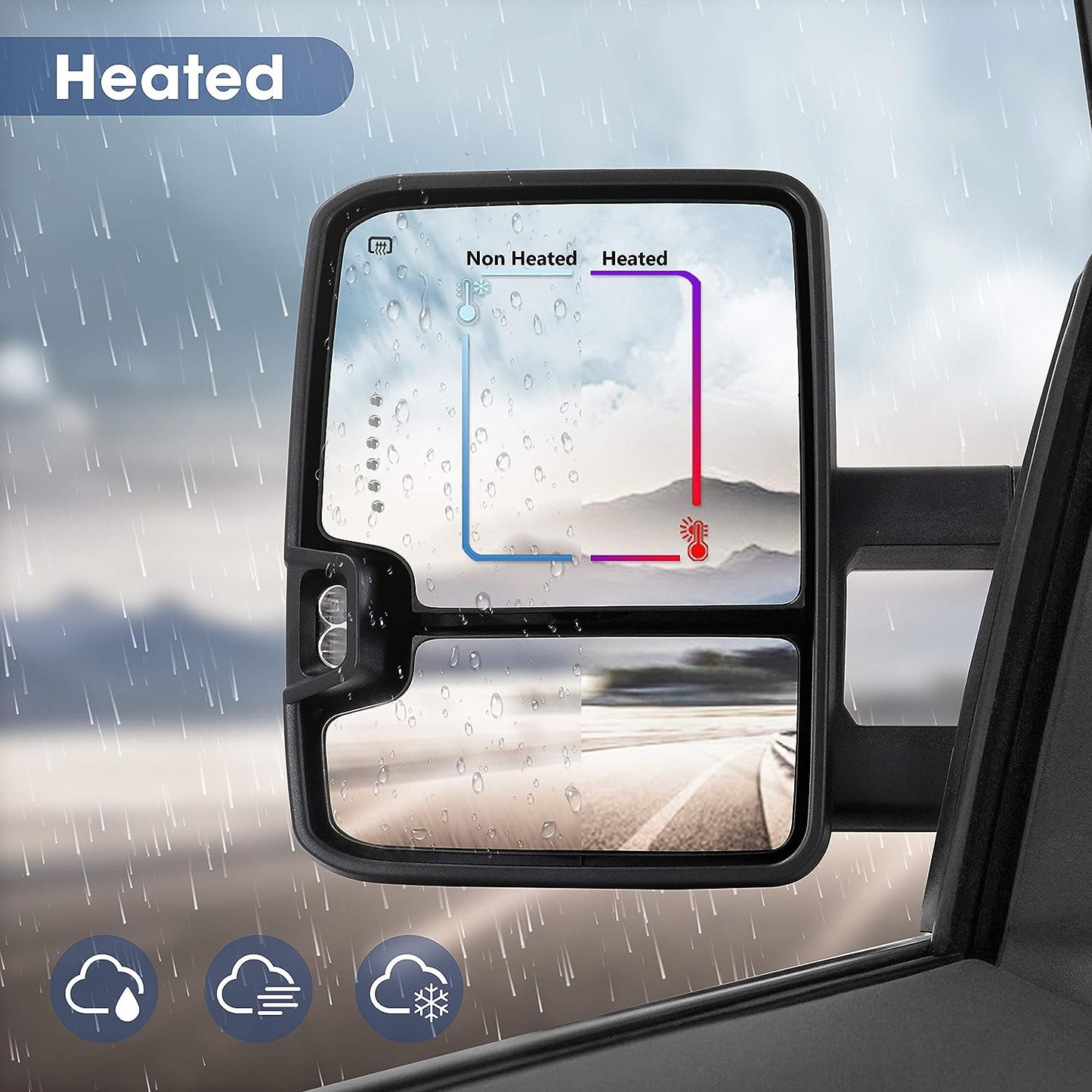 Towing Mirror for Silverado Sierra for 2007-2013 Chevy Silverado GMC Sierra - OHMU