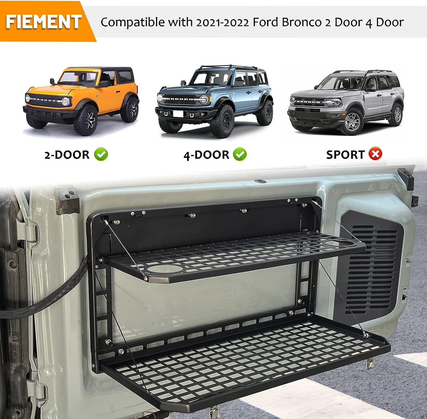 2-Tier Rear Camping Cargo Storage Shelf for Ford Bronco 2021 2022 2023 2/4 Doors - OHMU