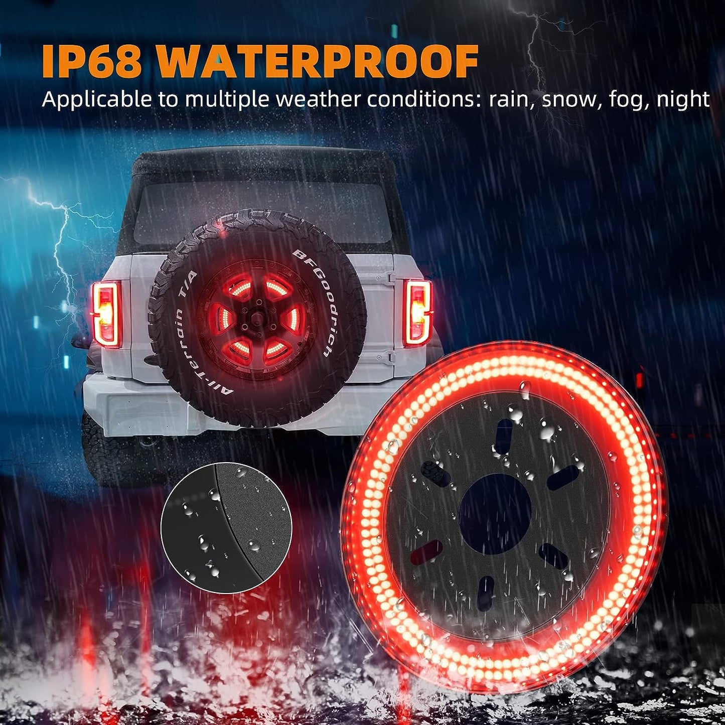 3 Side Light-Emitting Spare Tire Brake Light for Ford Bronco 2021 2022 2023