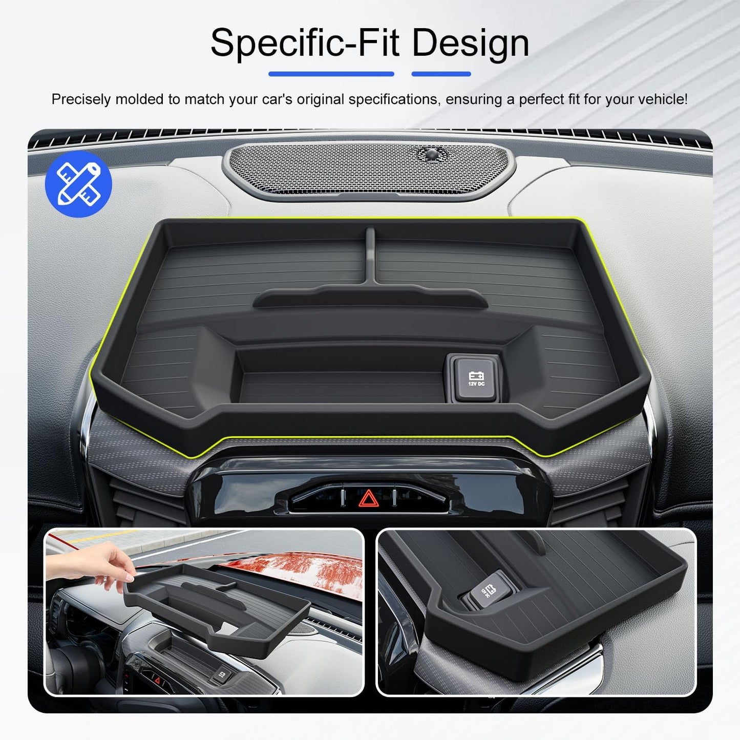 12 Inches Screen Dashboard Storage Organizer Compatible with 2019-2025 Dodge RAM 1500 Dashboard Storage Tray Replacement for 2019-2025 Dodge RAM 1500 Accessories