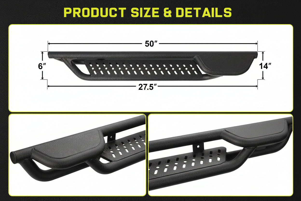 6" Two-Step Running Boards for 2007-2018 Jeep Wrangler JK 2-Door